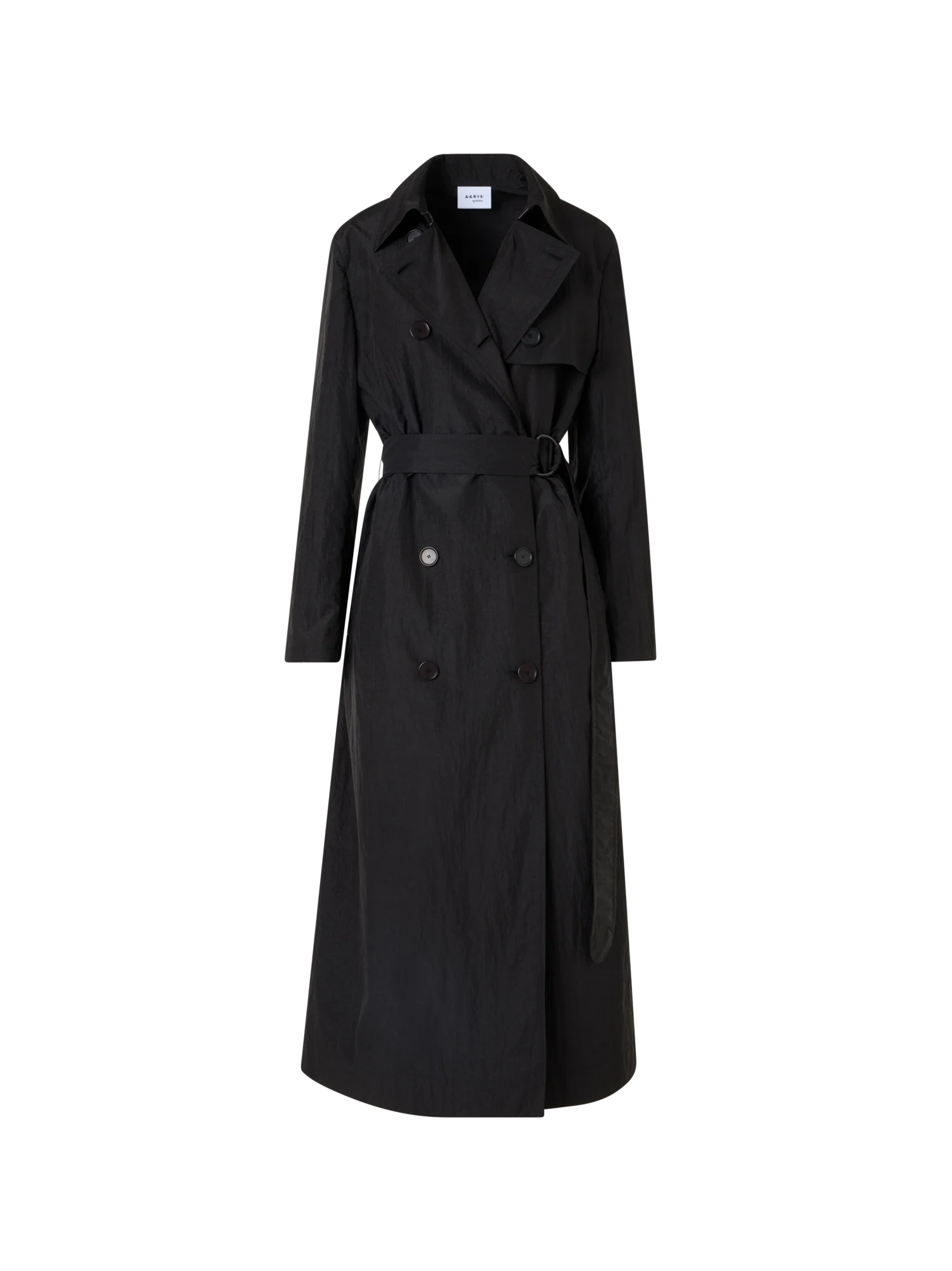 Long-Sleeve Crinkled Parachute-Taffeta Long Trench Coat