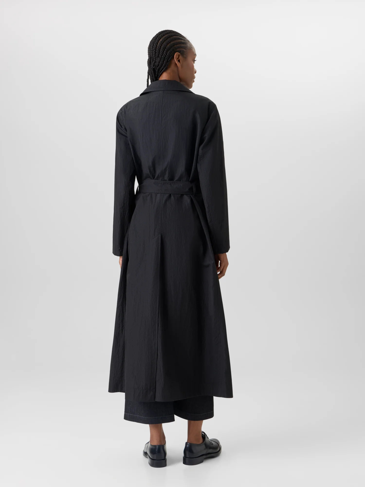Long-Sleeve Crinkled Parachute-Taffeta Long Trench Coat - Image 7