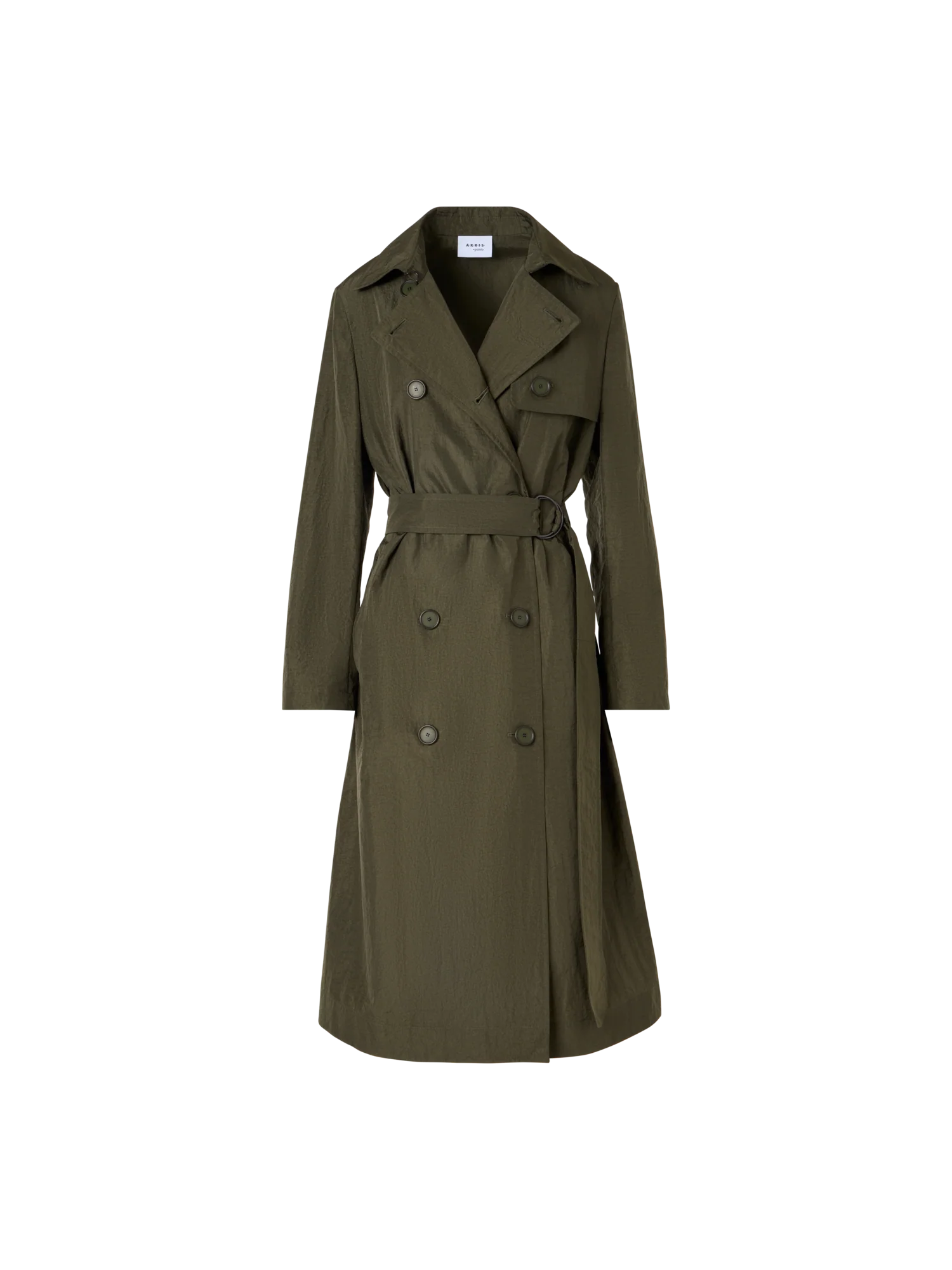 Long-Sleeve Crinkled Parachute-Taffeta Long Trench Coat