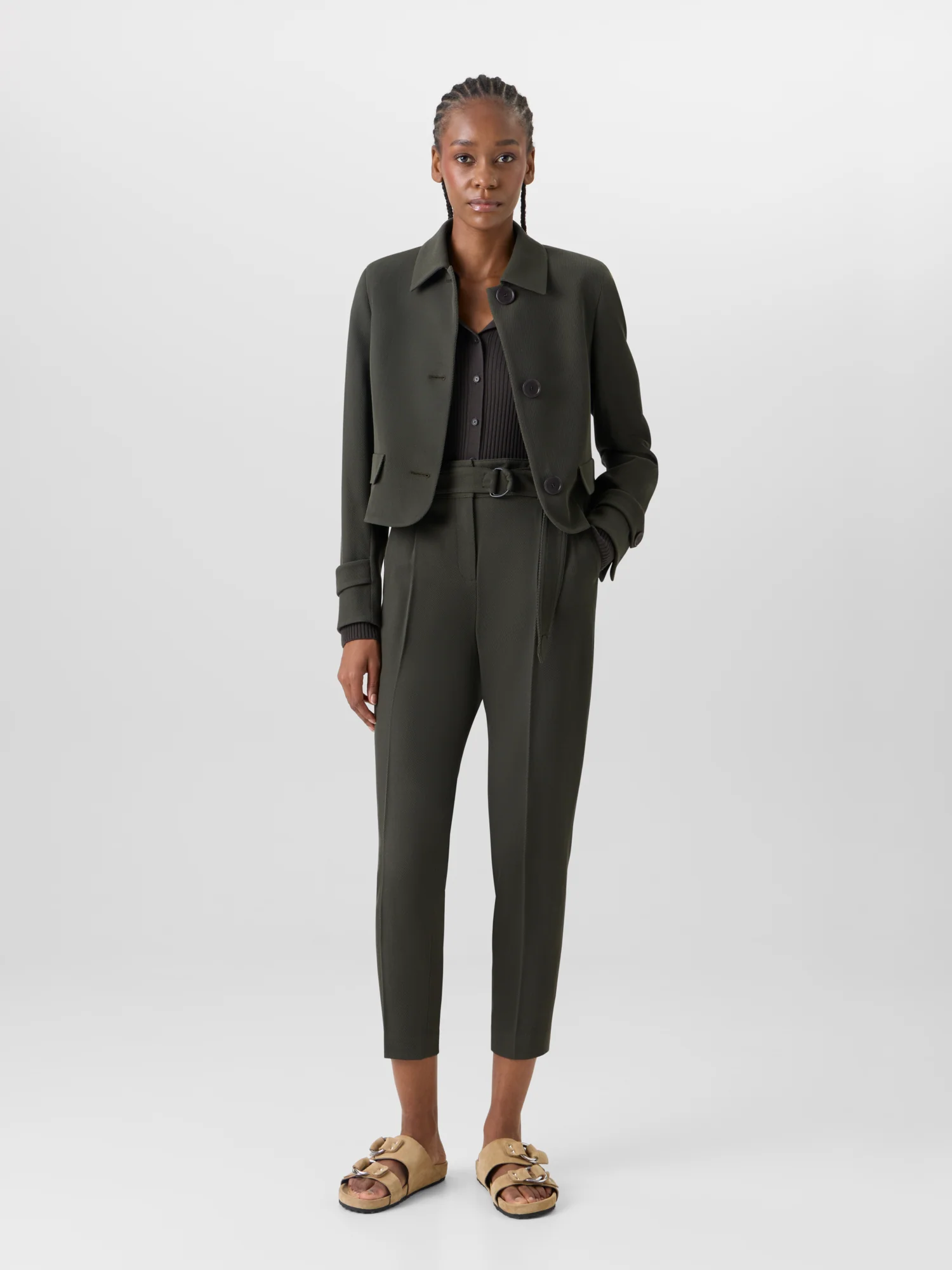 Long-Sleeve Glen-Check Heavy Wool Twill Jacket - Image 2