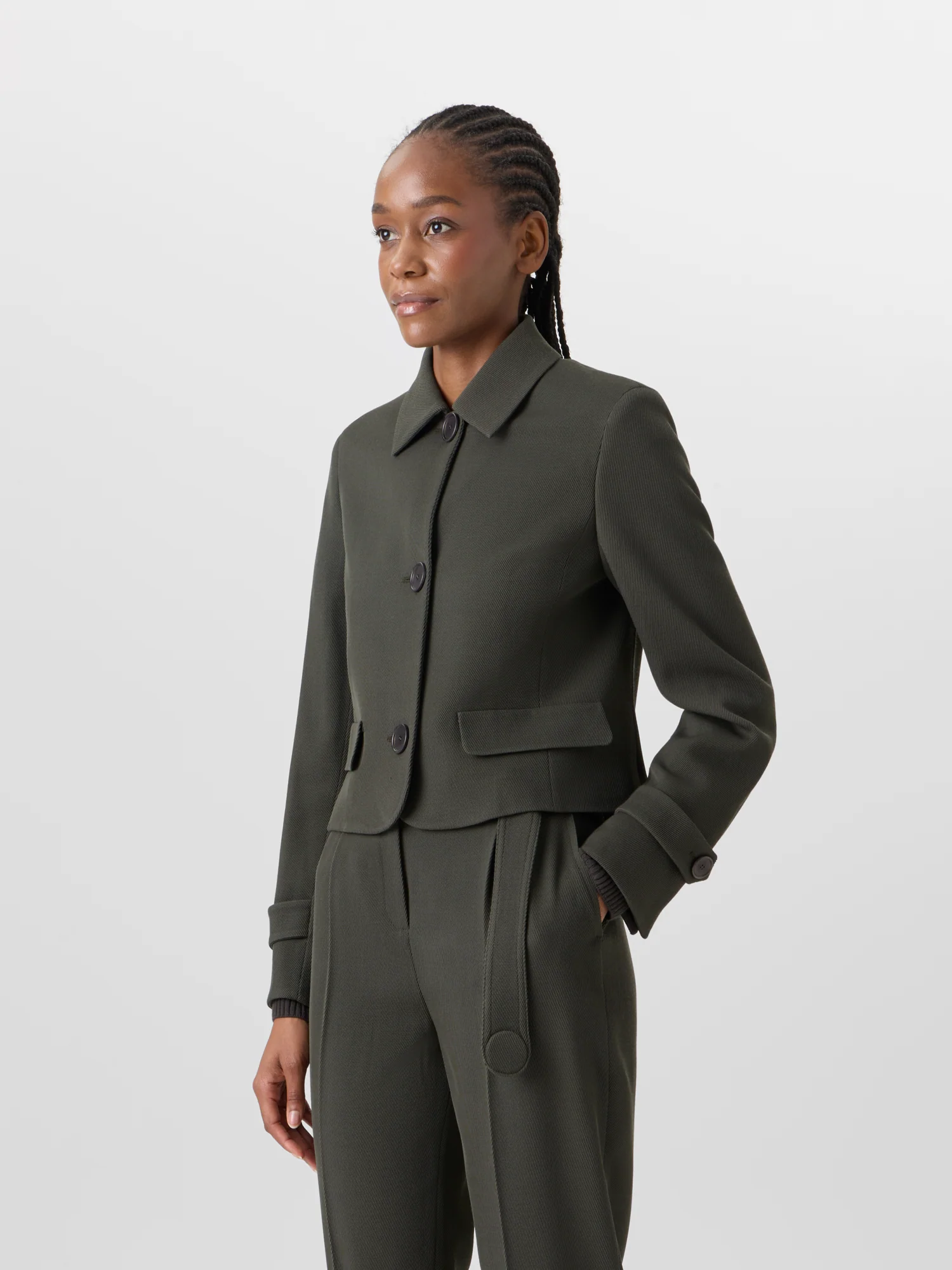 Long-Sleeve Glen-Check Heavy Wool Twill Jacket - Image 4