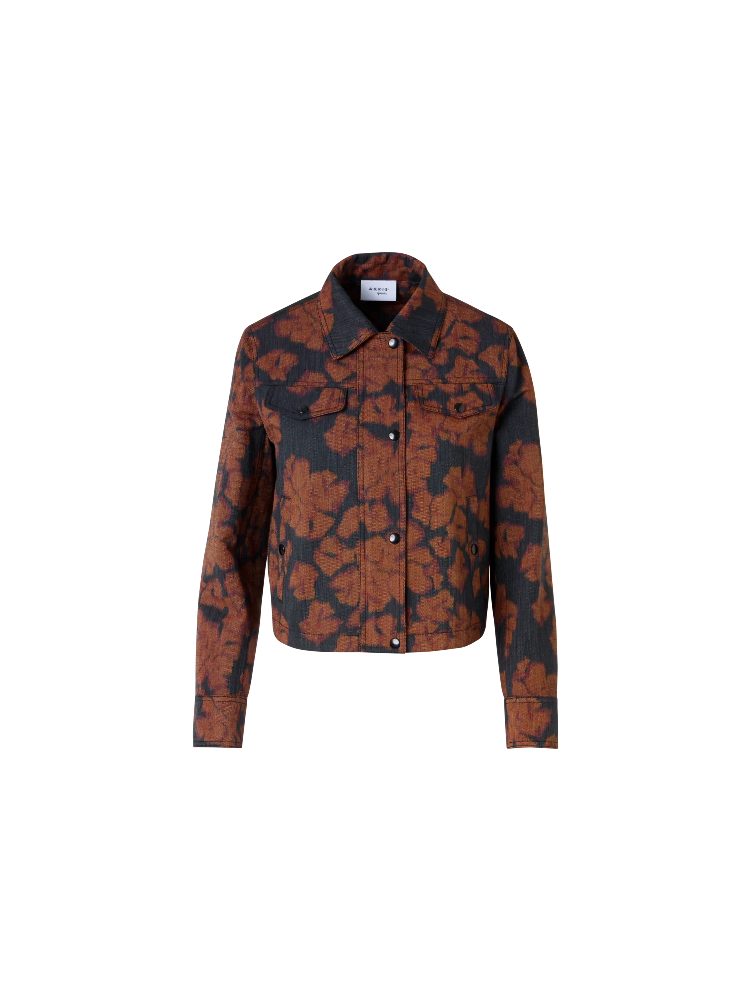Long-Sleeve Ikat Flower Short Jacket