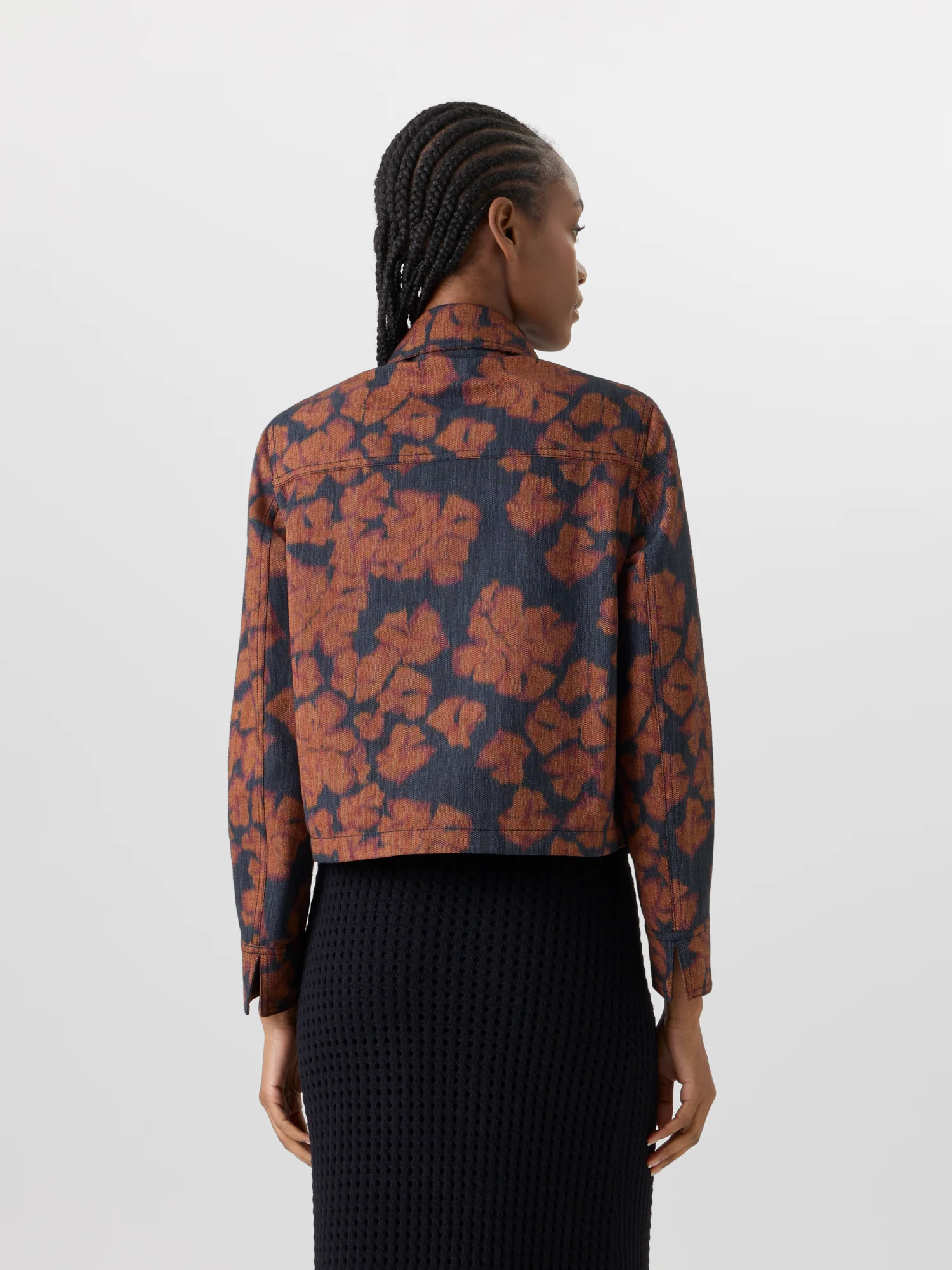 Long-Sleeve Ikat Flower Short Jacket - Image 6