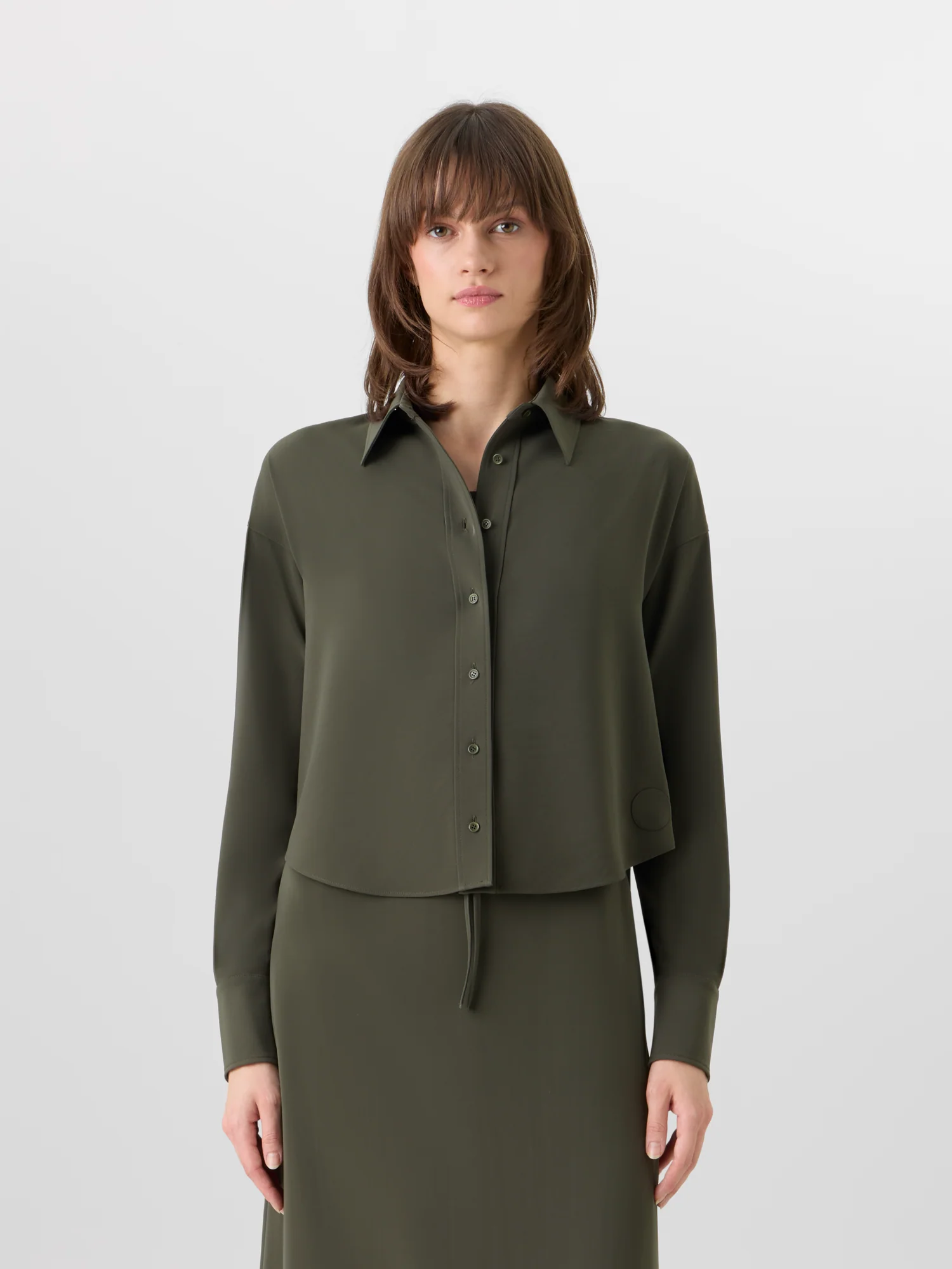 Long-Sleeve Lasercut-Crêpe Blouse - Image 2
