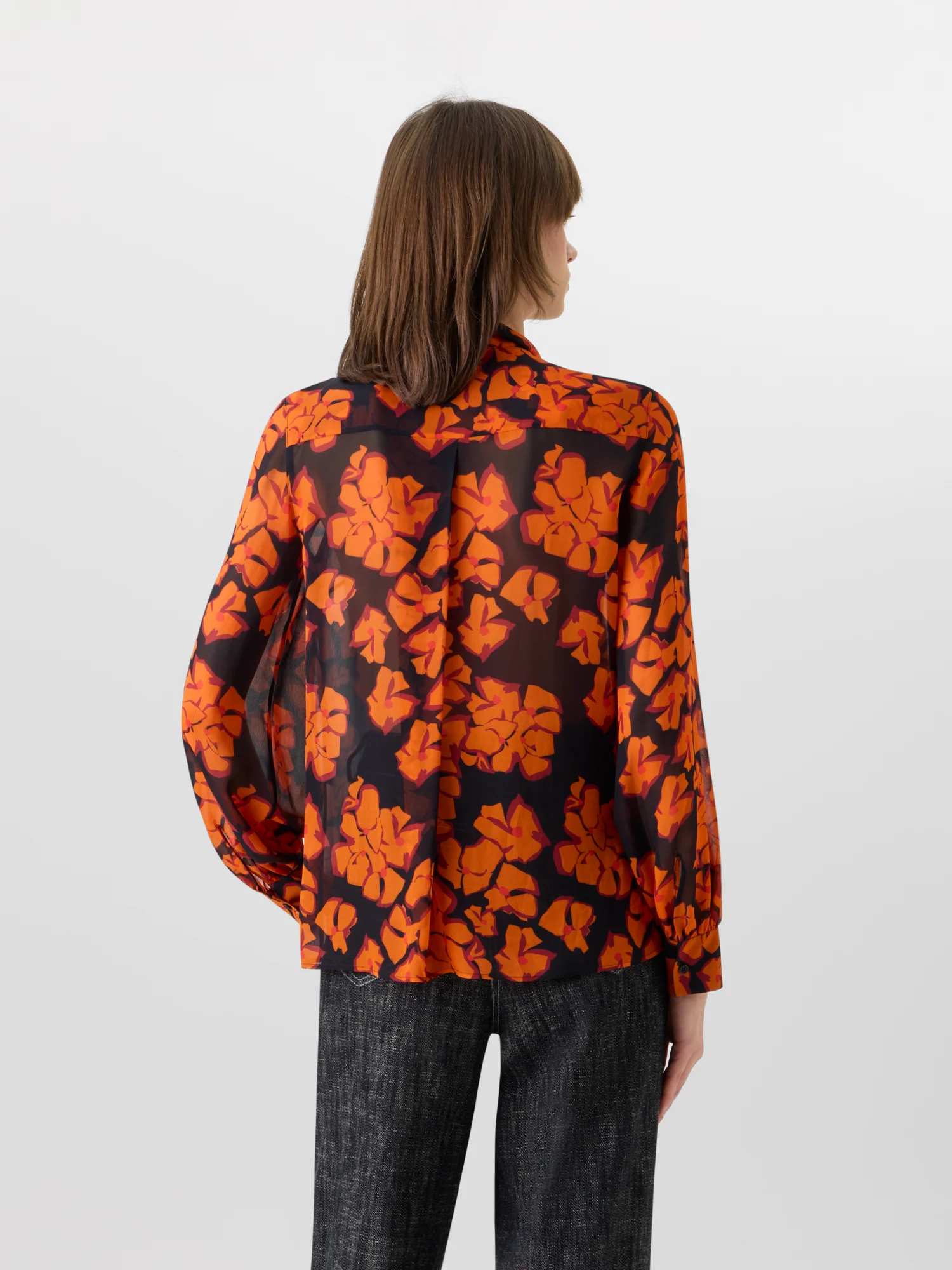 Long-Sleeve Papercut Flower Blouse - Image 7
