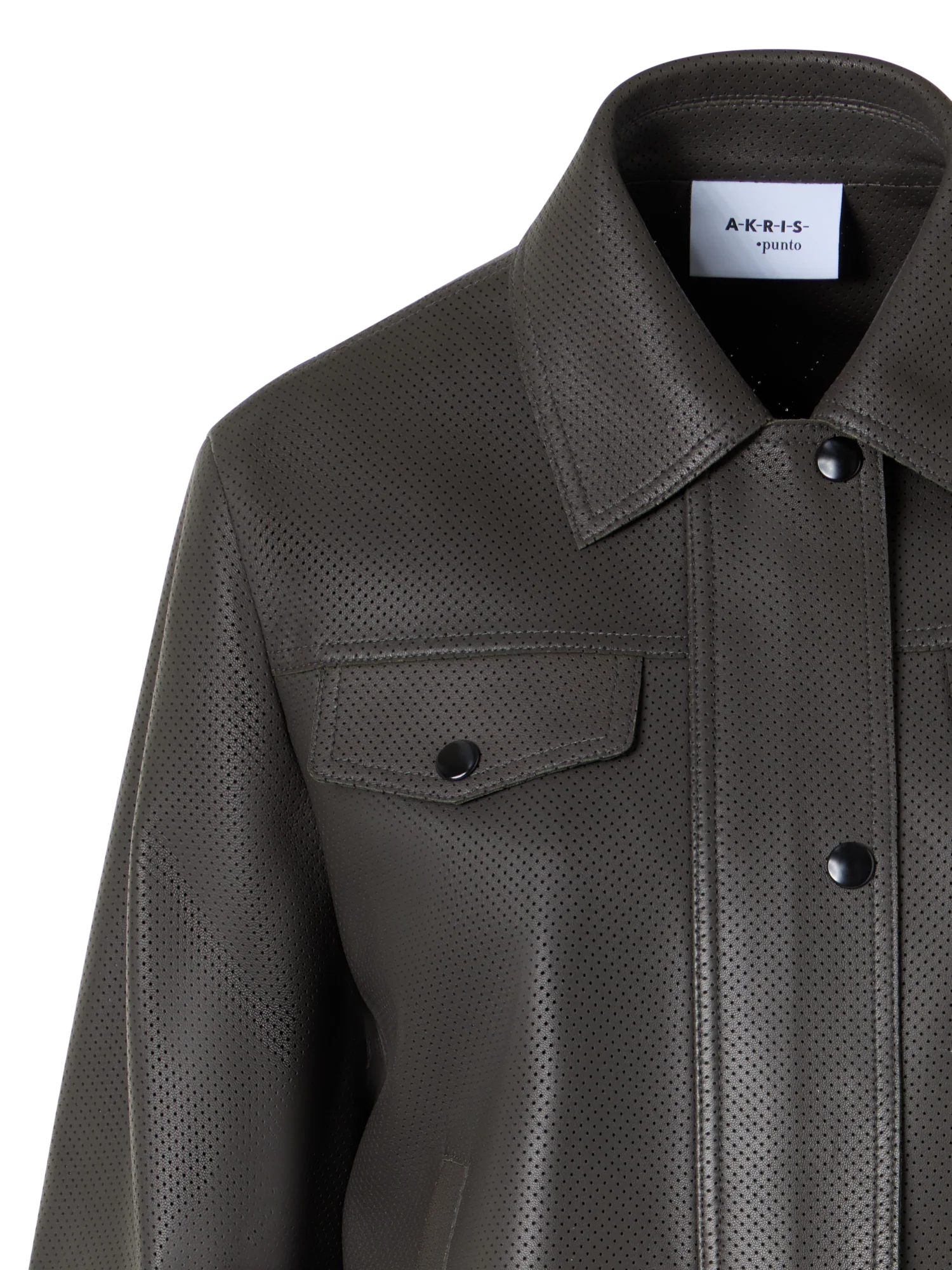 Long-Sleeve Signature Pin Dot Lamb Nappa Leather Motorbike Jacket - Image 3