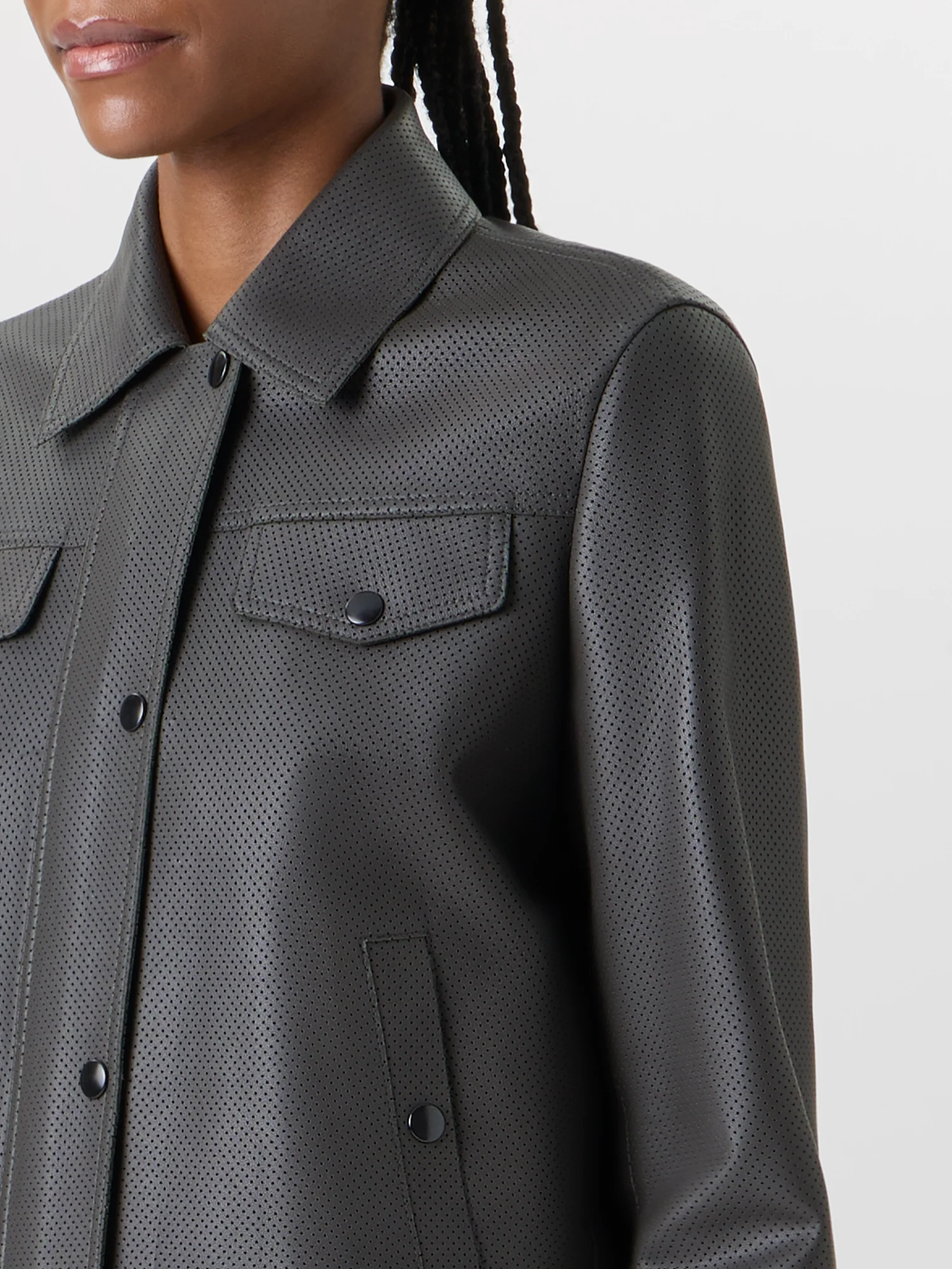 Long-Sleeve Signature Pin Dot Lamb Nappa Leather Motorbike Jacket - Image 4