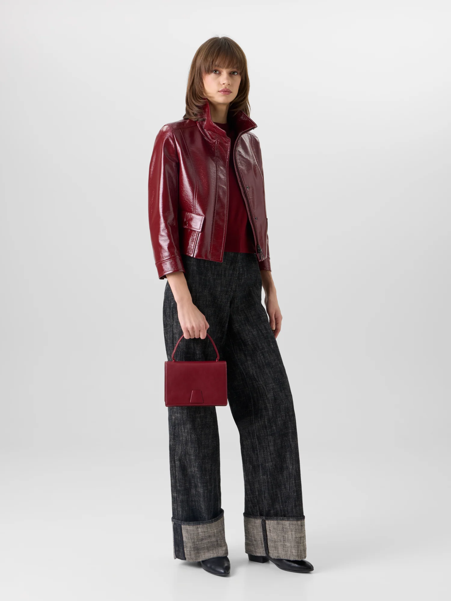 Long-Sleeve Signature Pin-Dot Lamb-Nappa Leather Motorbike Jacket - Image 2