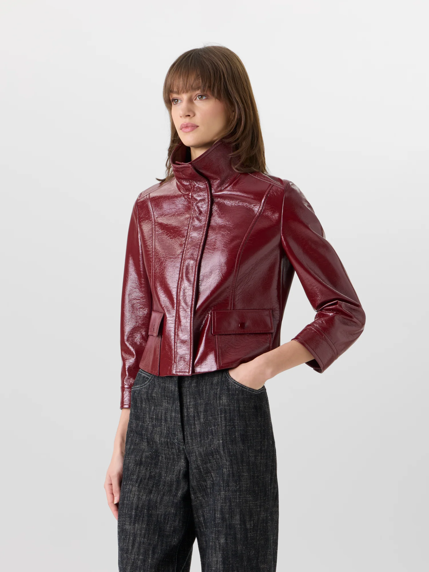 Long-Sleeve Signature Pin-Dot Lamb-Nappa Leather Motorbike Jacket - Image 4