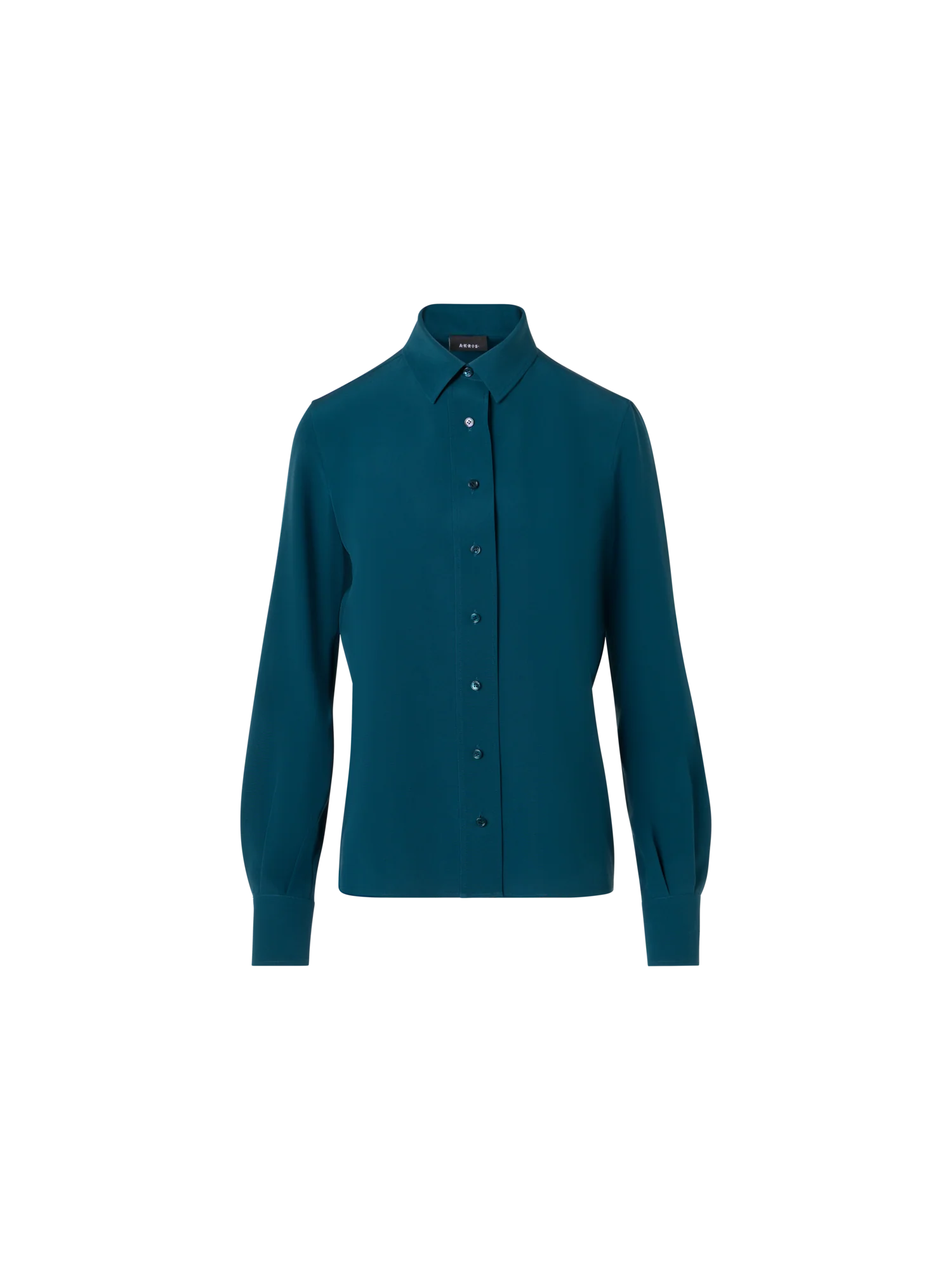 Long-Sleeve Silk Crêpe Tunic Blouse