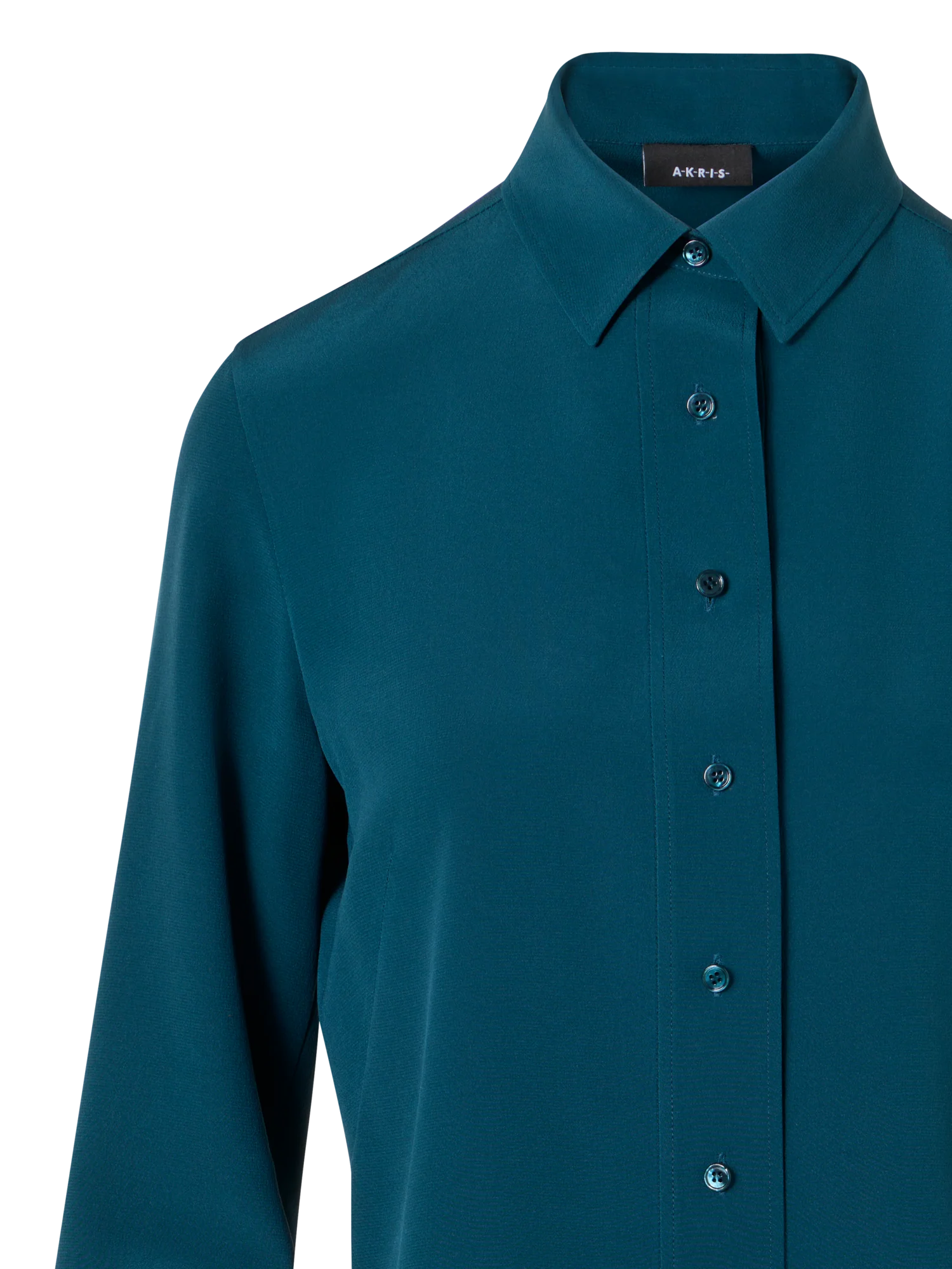 Long-Sleeve Silk Crêpe Tunic Blouse - Image 3