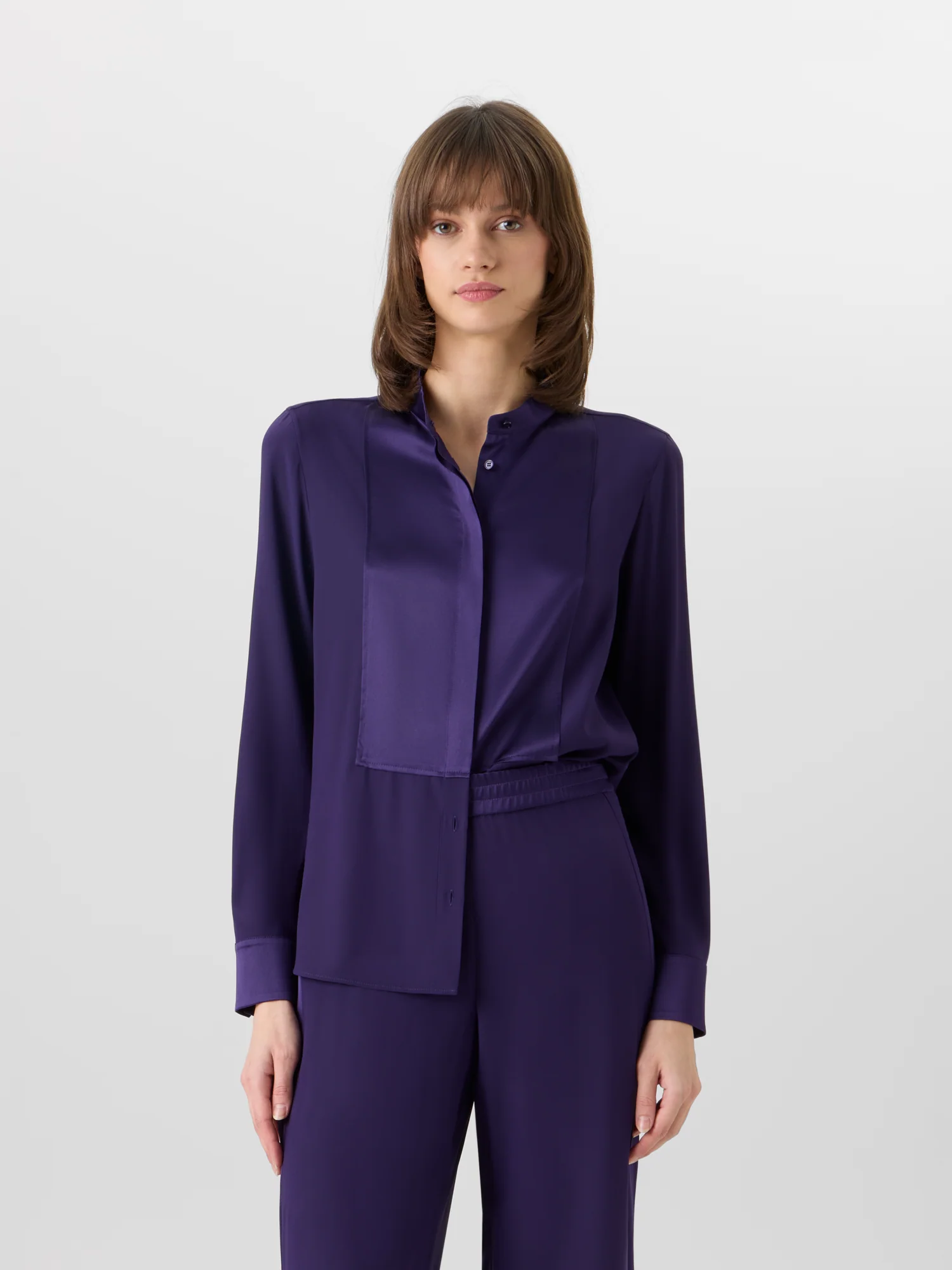 Long-Sleeve Stretch-Silk Blouse - Image 4