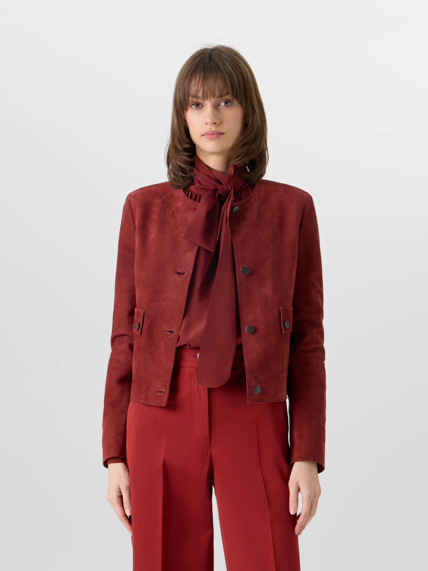 Long-Sleeve Suede Leather Jacket - Image 2