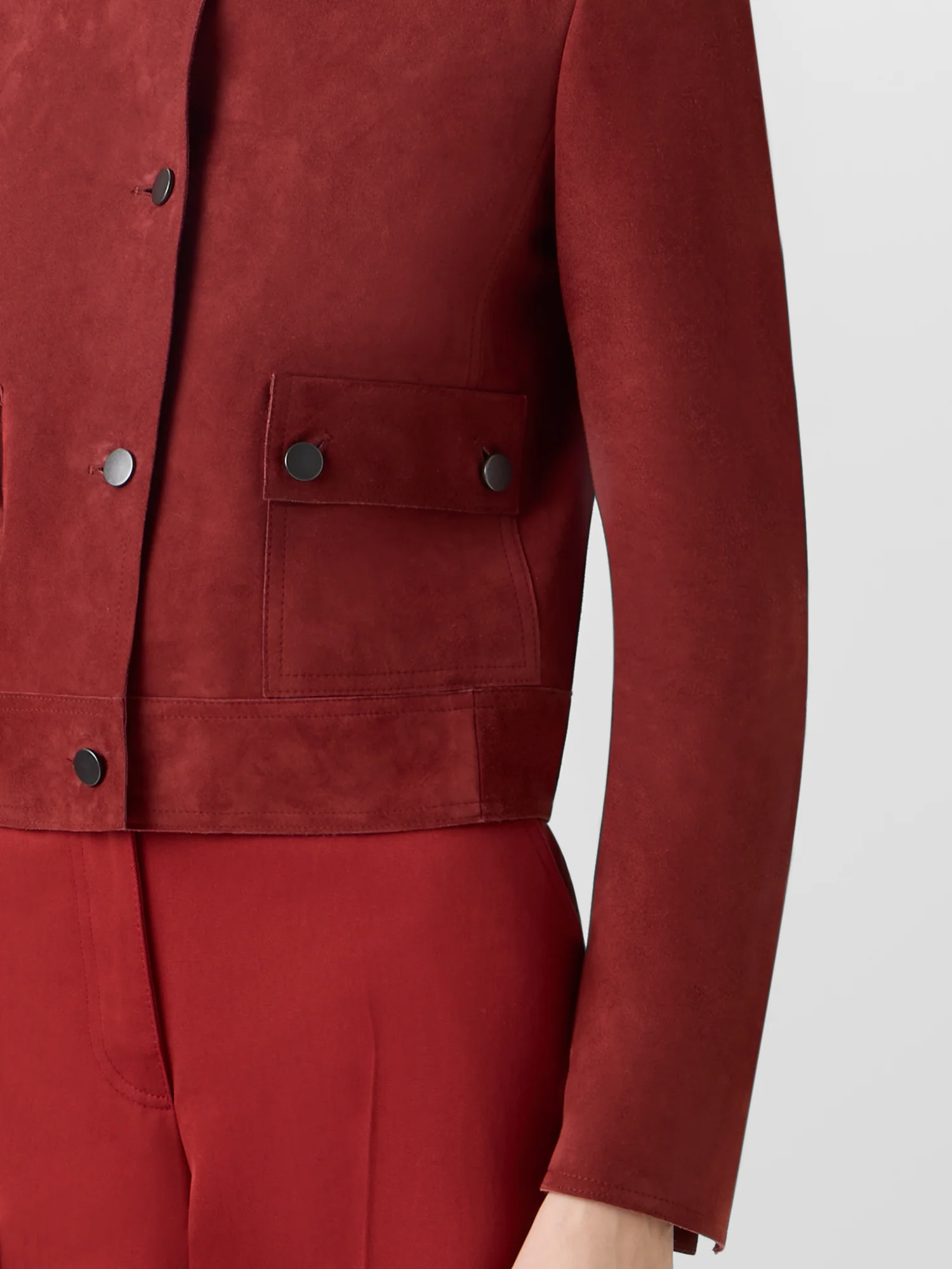 Long-Sleeve Suede Leather Jacket - Image 4
