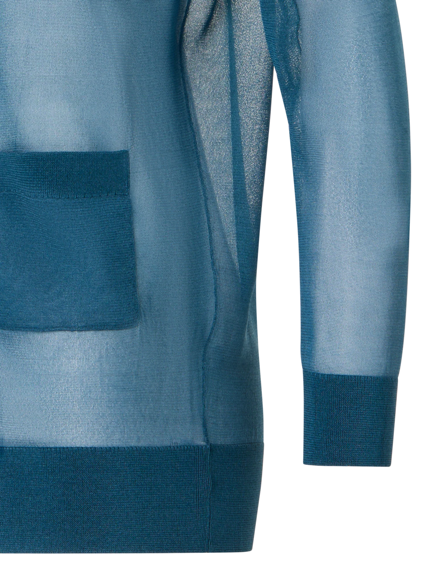 Long-Sleeve Transparent Silk-Knit Long Cardigan - Image 3