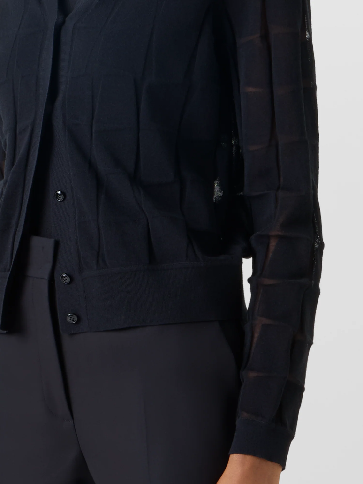 Long-Sleeve Trapezoid Jacquard Knit Cardigan - Image 4