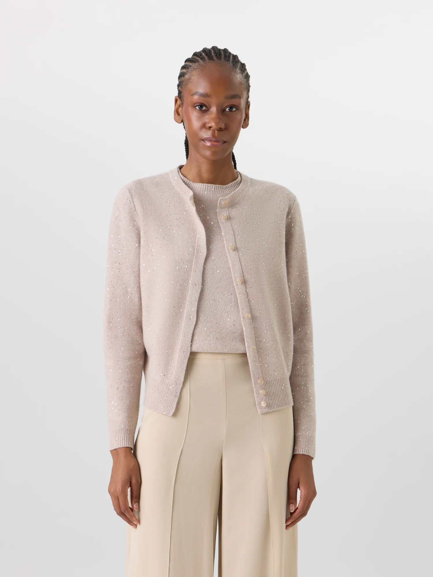 Long-Sleeve Wool-Cashmere Knit Cardigan - Image 2