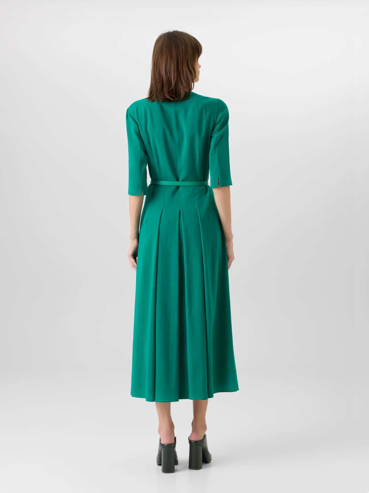 Long-Sleeve Wool Shelly Midi Dress - Image 6