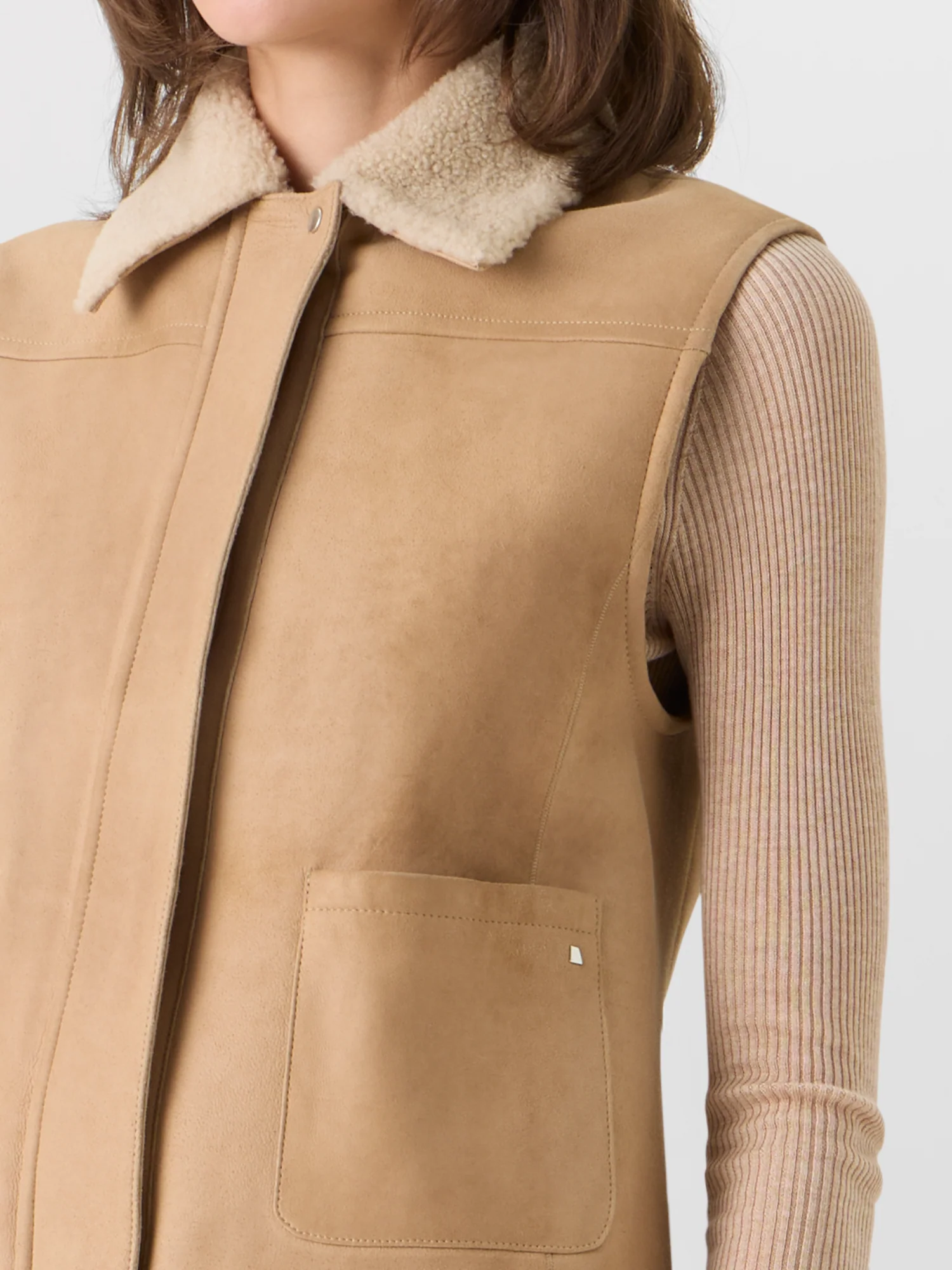 Mika Shearling Gilet with Fur Collar - Image 4