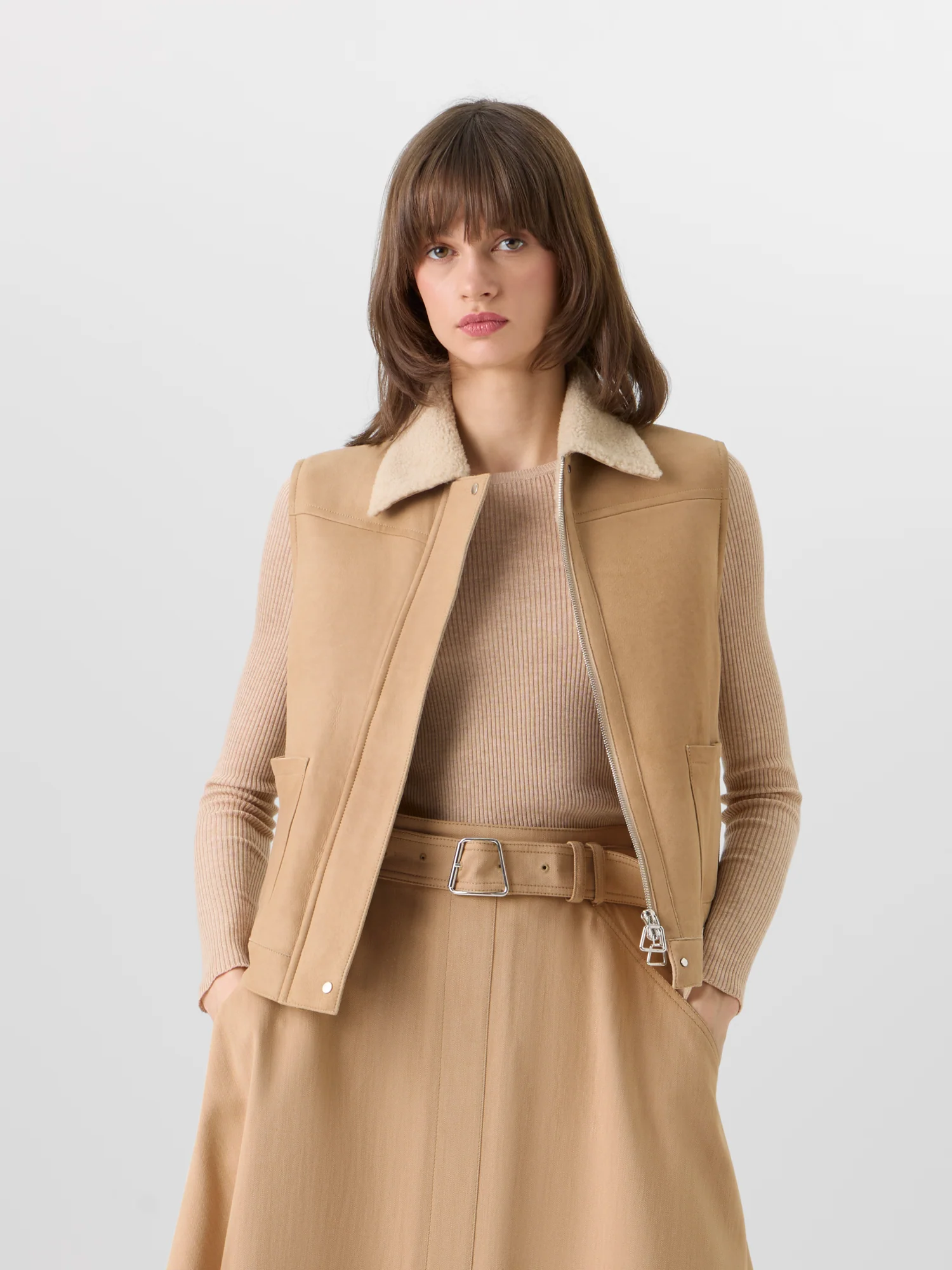 Mika Shearling Gilet with Fur Collar - Image 5