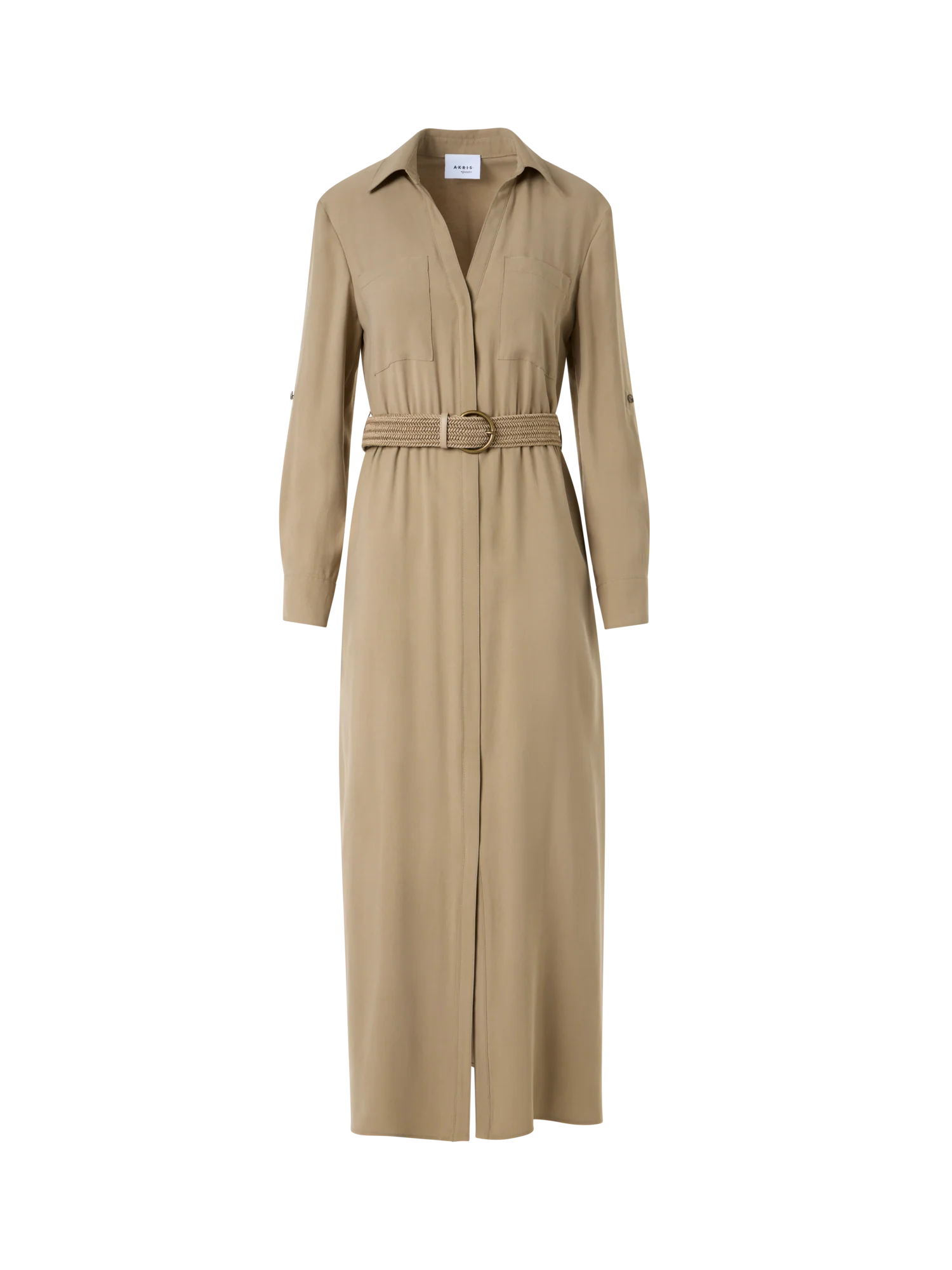 Peach-Skin Viscose Twill Midi Shirt Dress