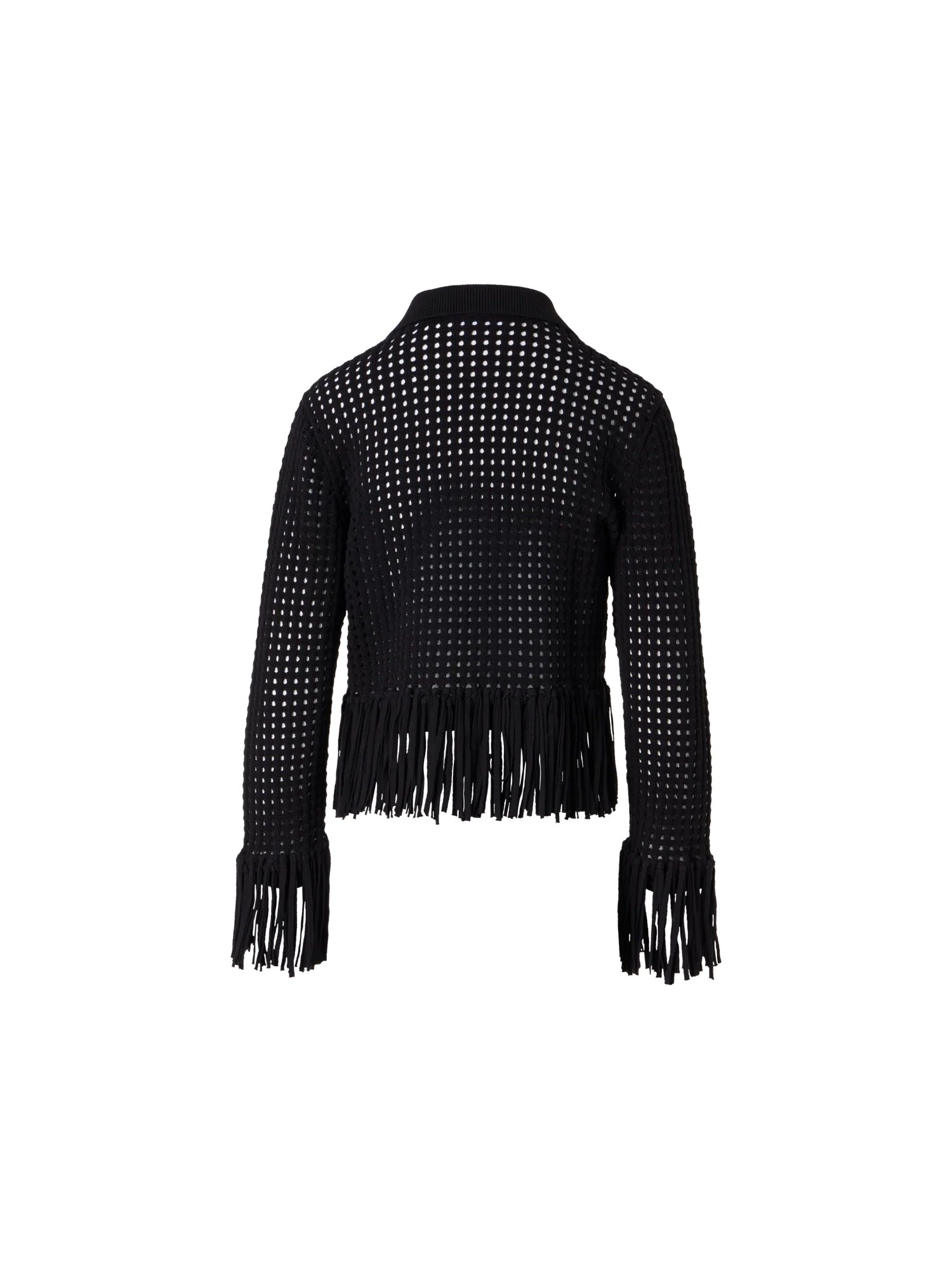 Short Long-Sleeve Chunky Cotton Mesh Knit Cardigan - Image 6