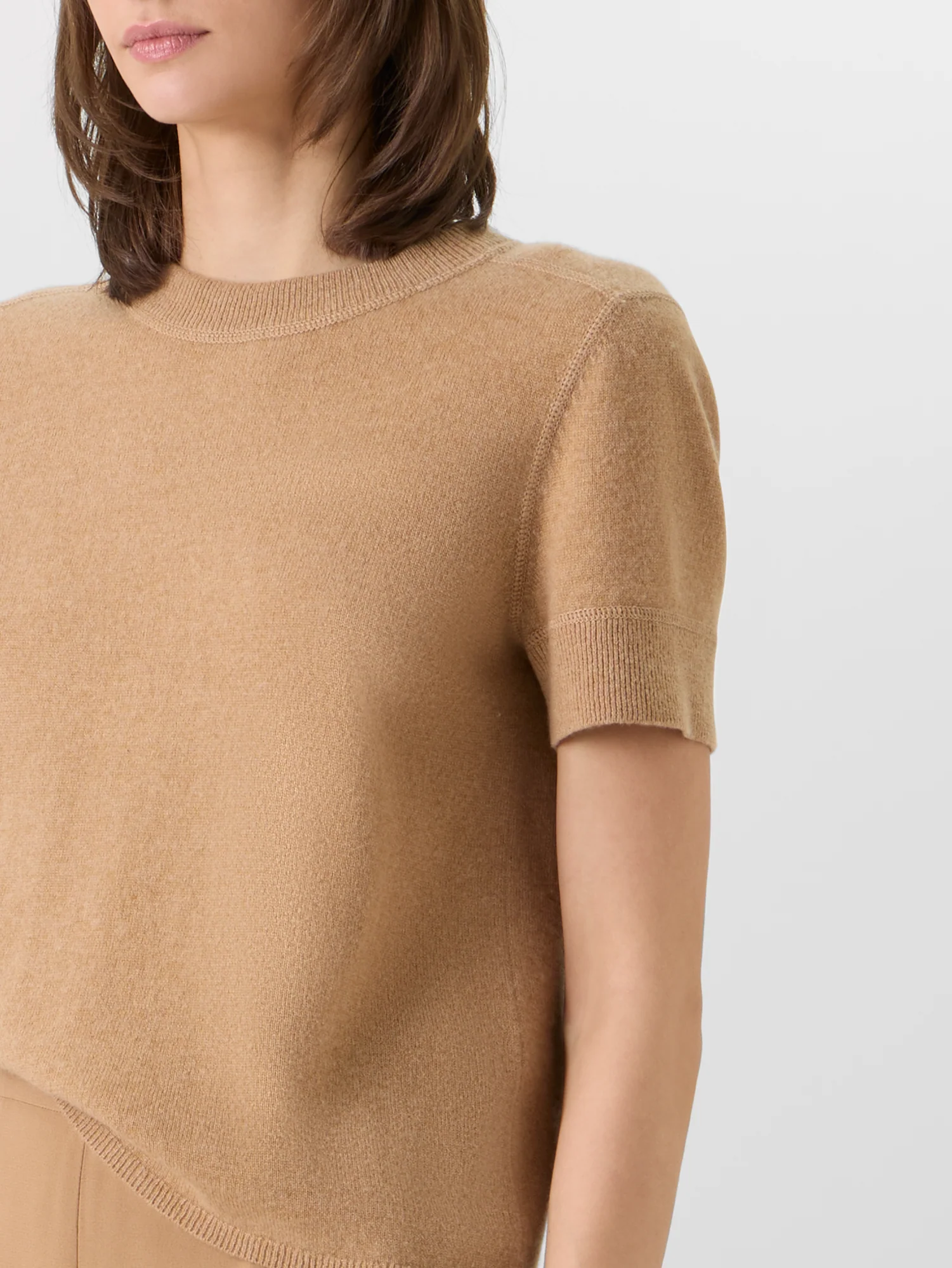 Short-Sleeve Cashmere Knit Sweater - Image 4