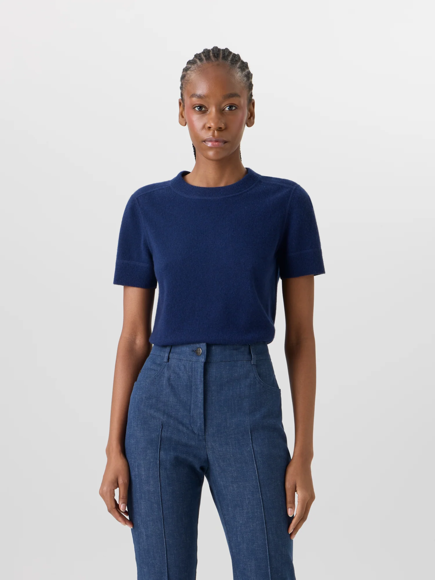 Short-Sleeve Cashmere Knit Sweater - Image 2