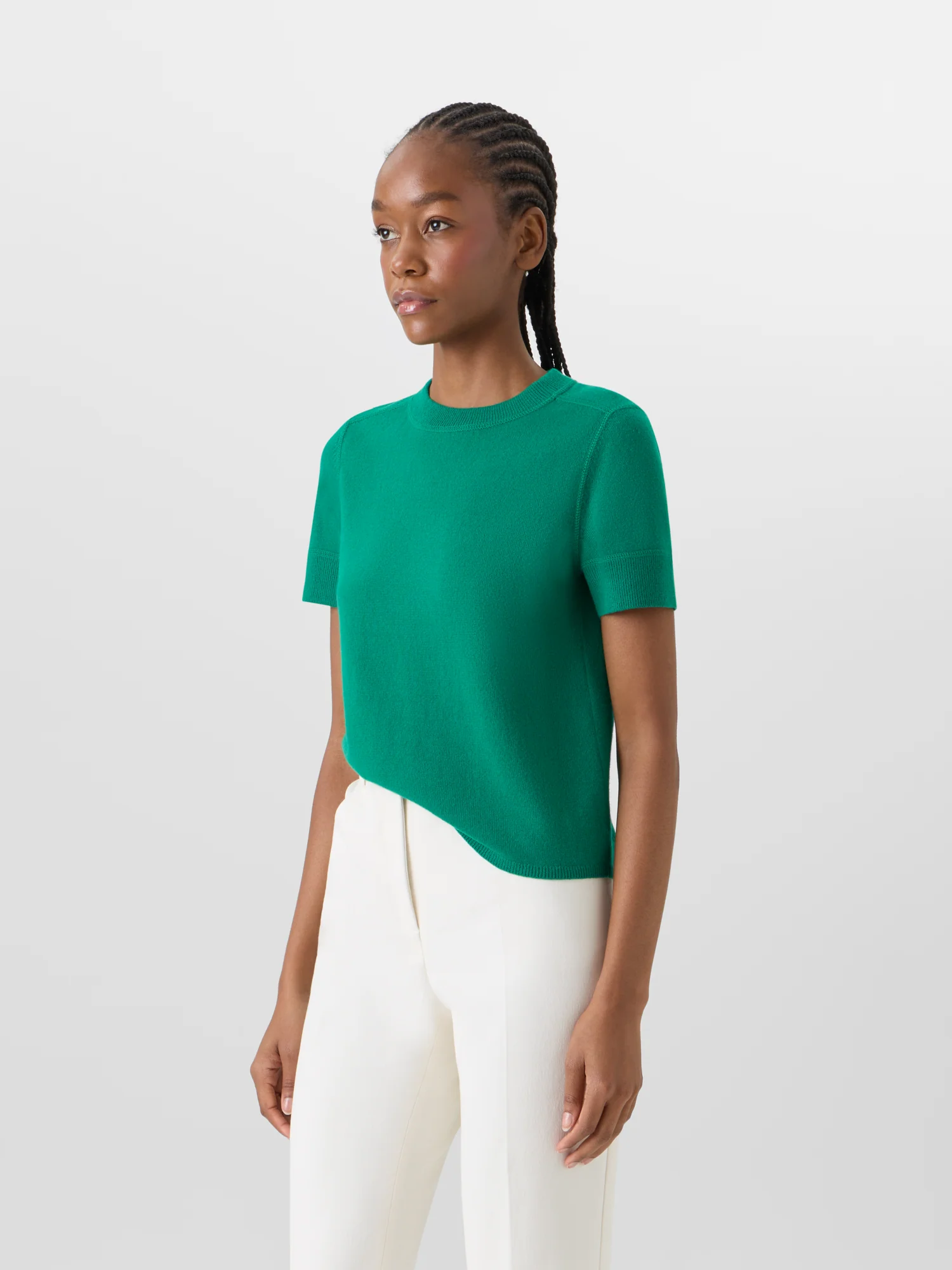 Short-Sleeve Cashmere Knit Sweater - Image 4