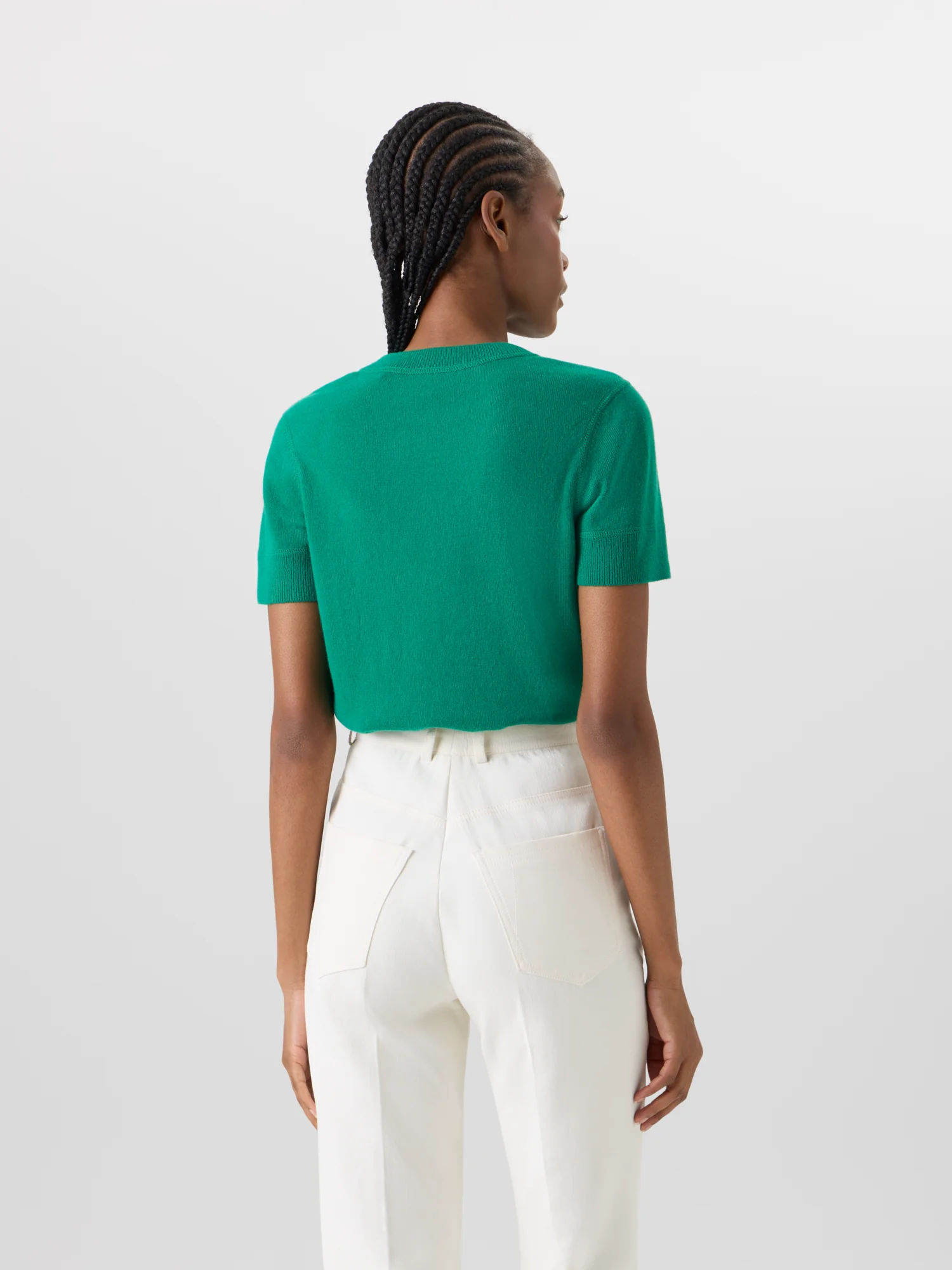 Short-Sleeve Cashmere Knit Sweater - Image 6
