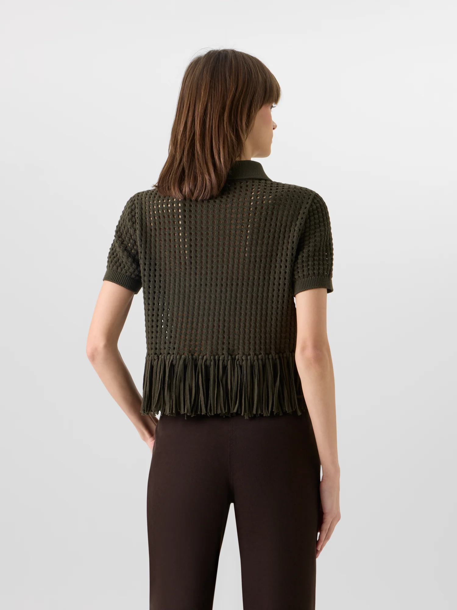 Short-Sleeve Chunky Cotton Mesh Knit Cardigan - Image 6