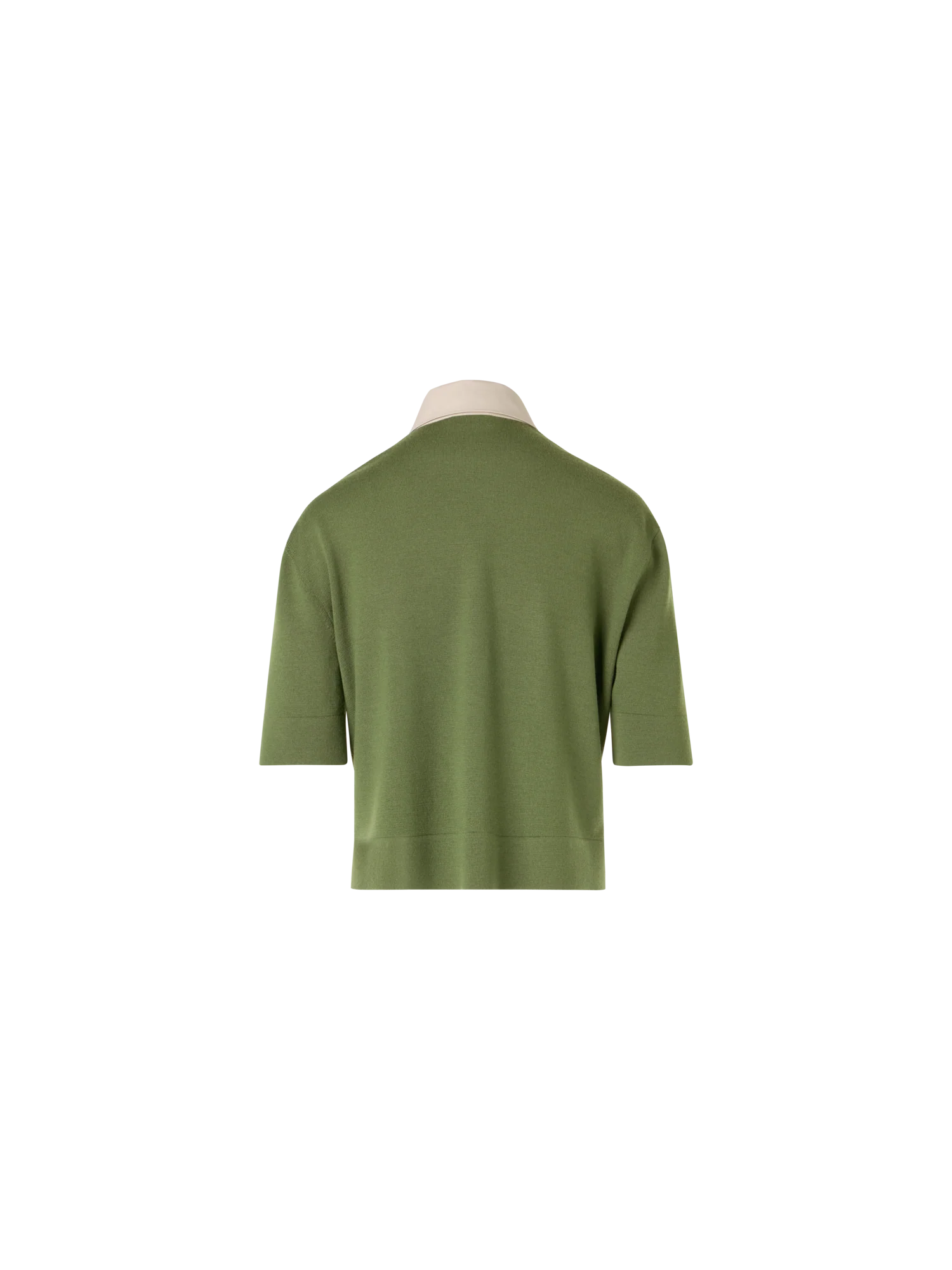 Short-Sleeve Merino Wool Knit Polo Cardigan - Image 4