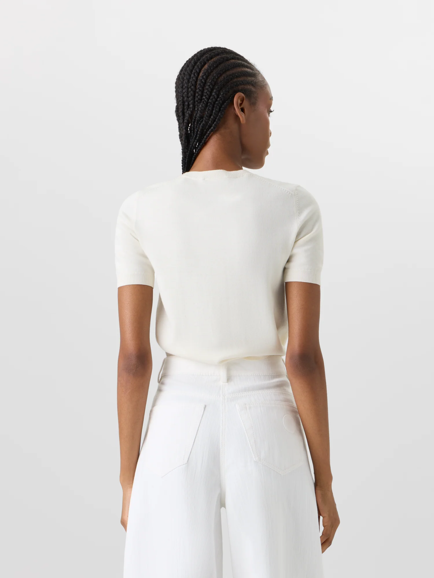 Short-Sleeve Merino Wool Knit Sweater - Image 6
