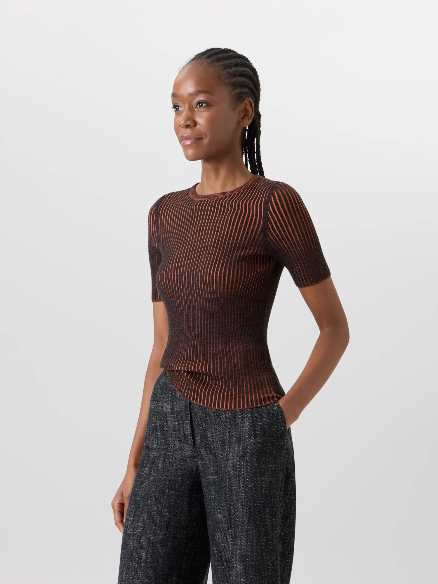 Short-Sleeve Merino Wool Knit Sweater - Image 4