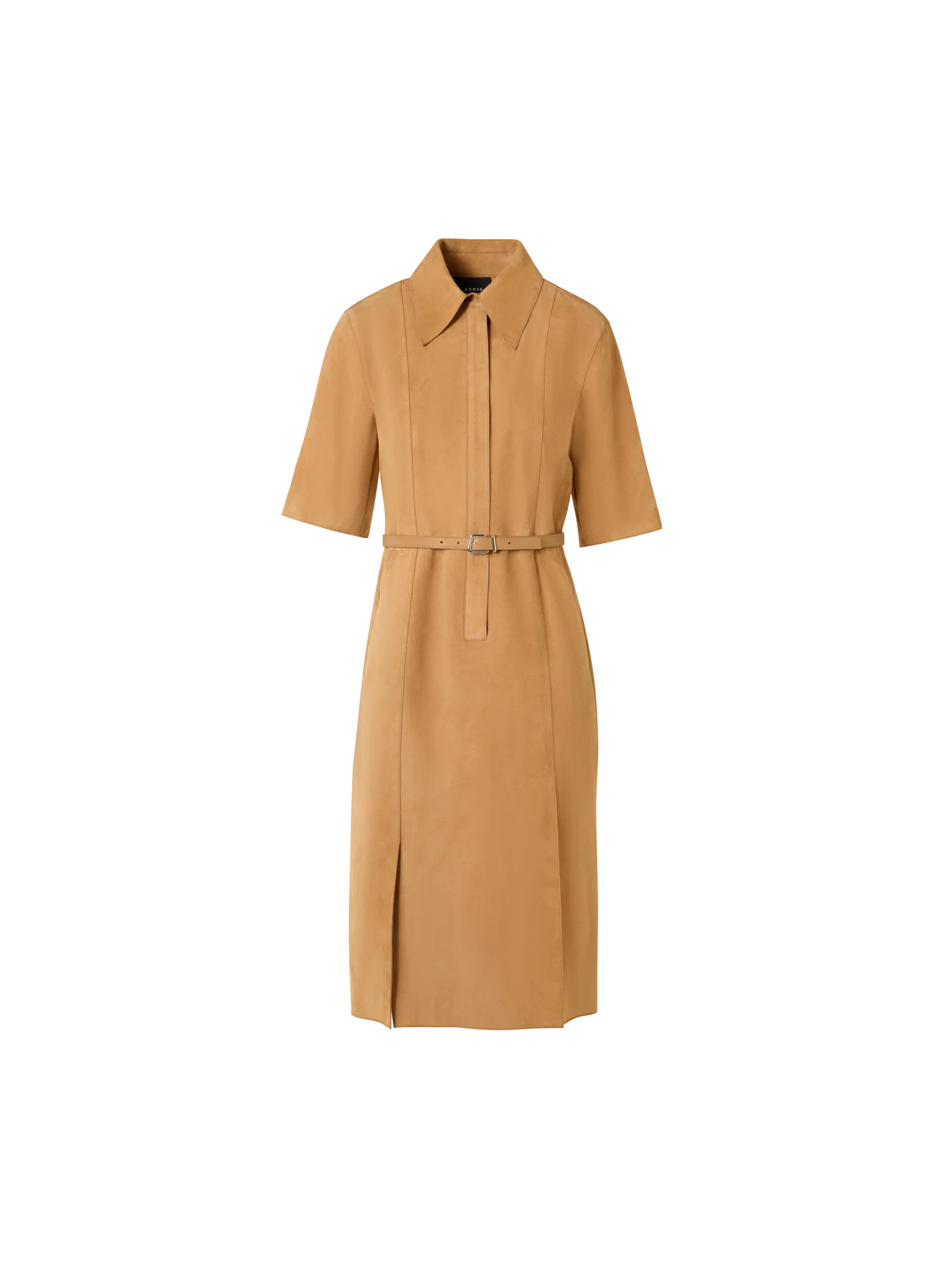 Short-Sleeve Suede Shirt Dress