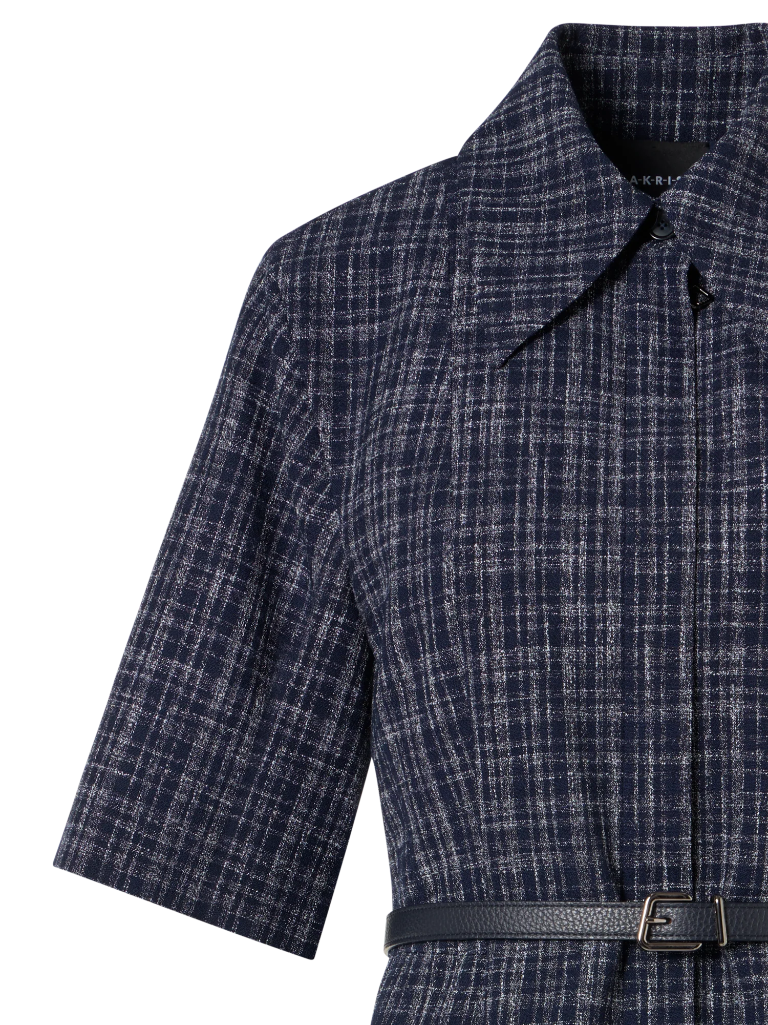 Short-Sleeve Wool-Viscose Tweed Shirt Dress - Image 2