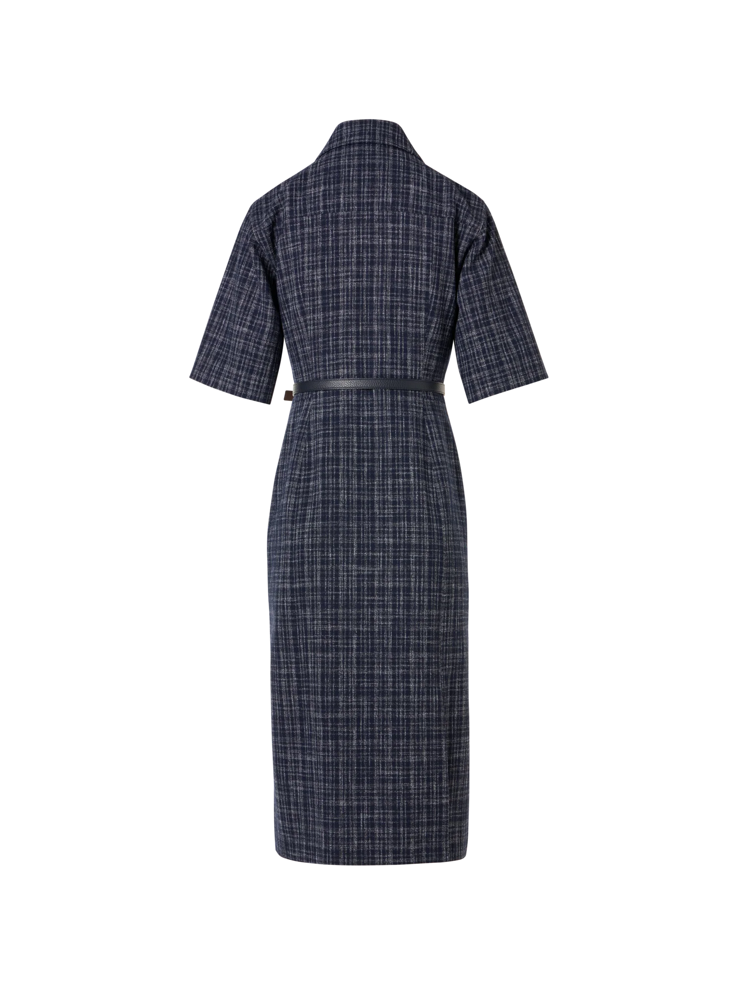 Short-Sleeve Wool-Viscose Tweed Shirt Dress - Image 3