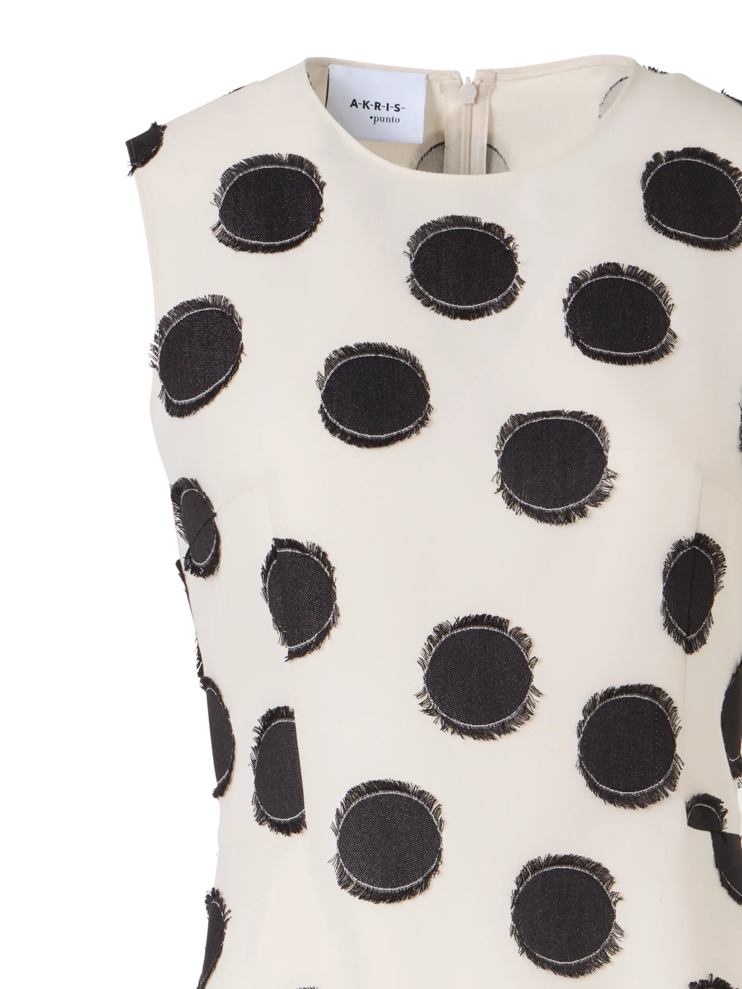 Sleeveless Fringed Polka-Dot Midi Dress - Image 3