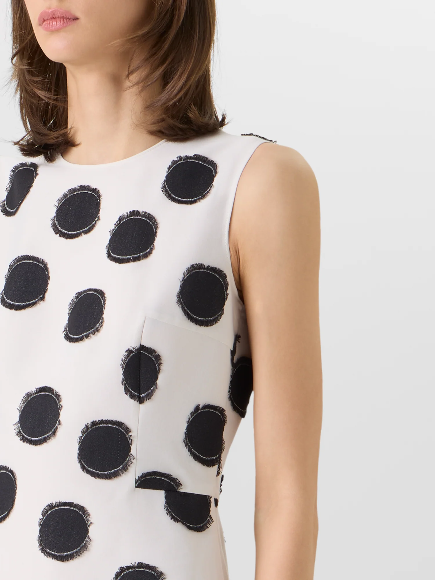 Sleeveless Fringed Polka-Dot Midi Dress - Image 4