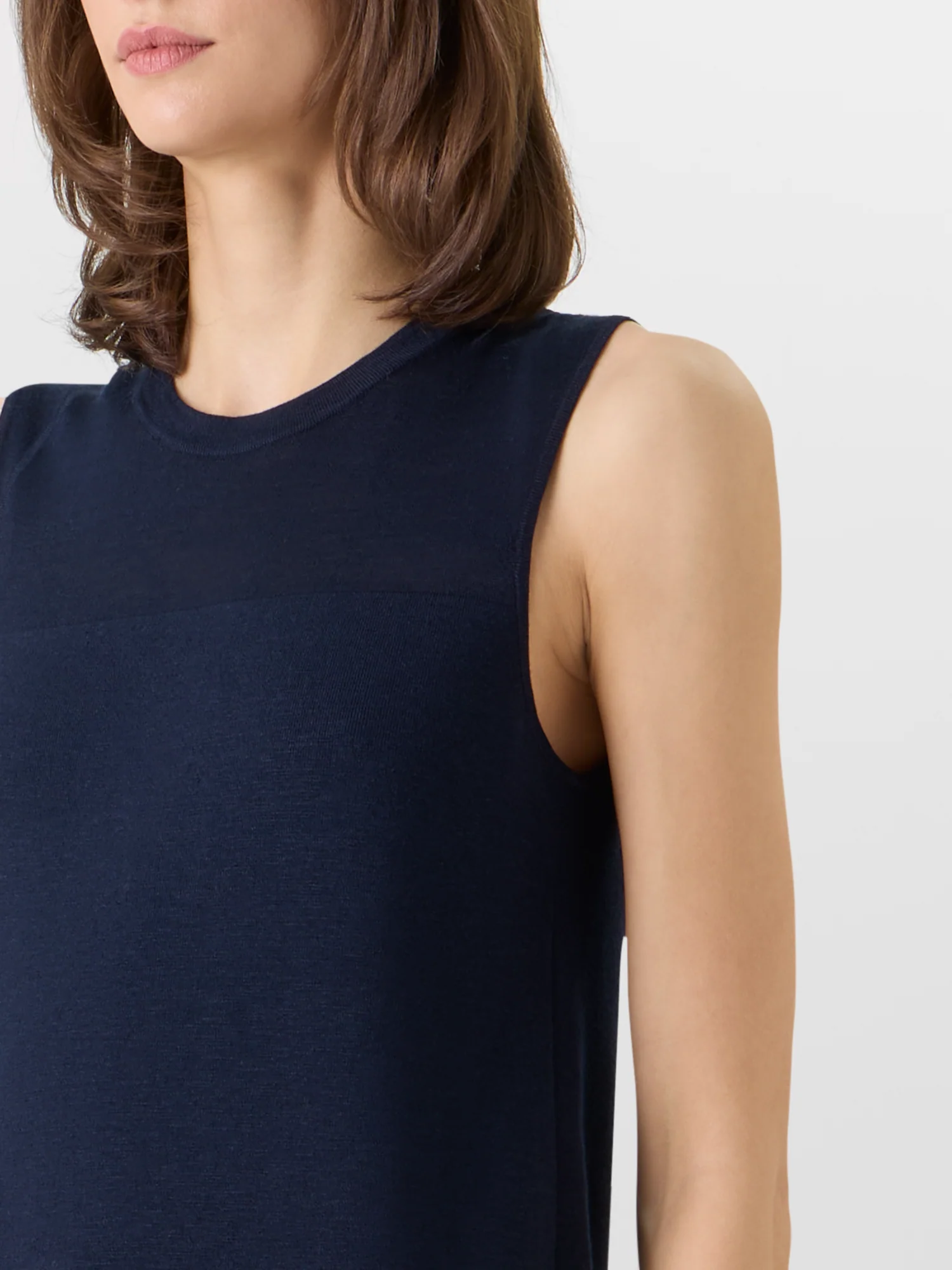 Sleeveless Stretch Linen-Silk Knit Sheath Dress - Image 4