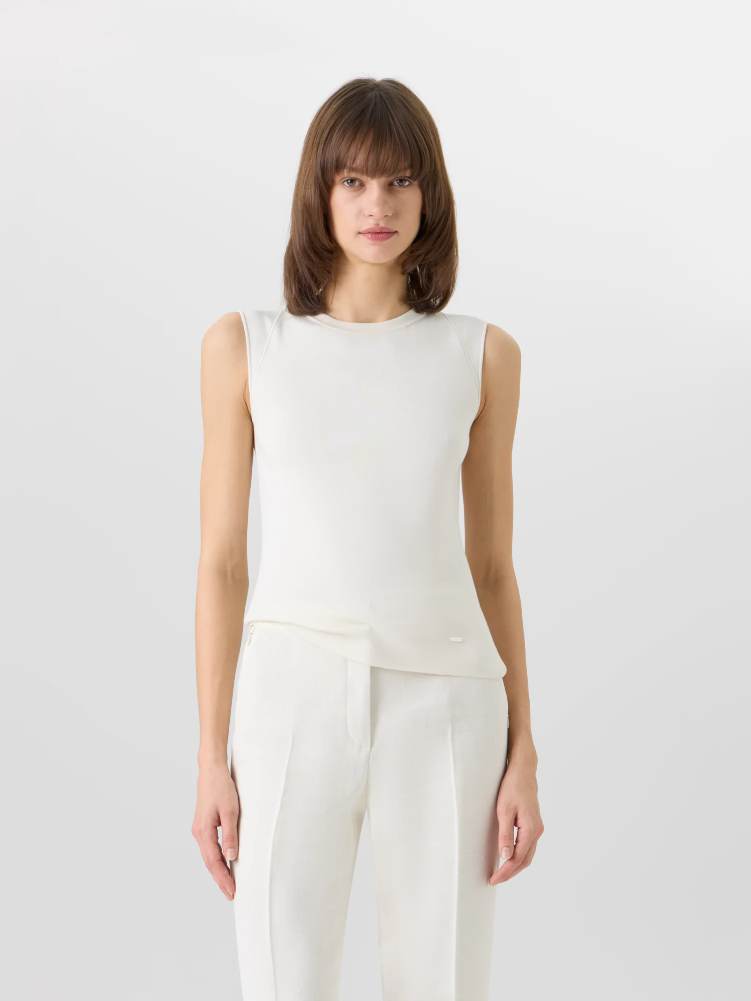 Sleeveless Stretch-Silk Knit Top - Image 2