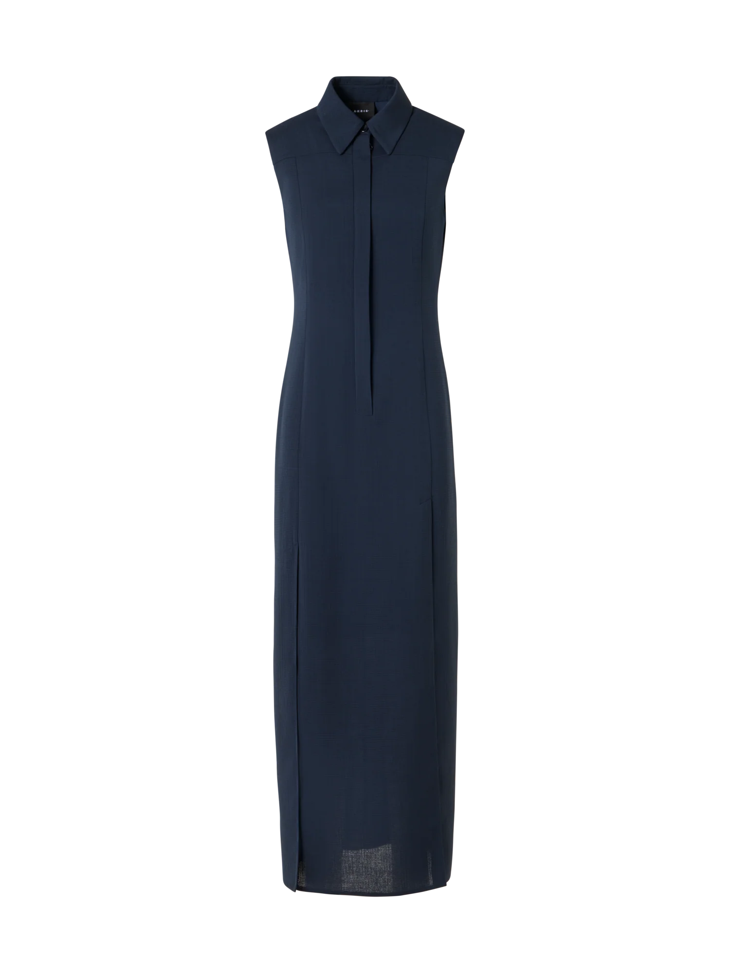 Sleeveless Structured Cotton-Silk Double-Face Midi Shirt Dress