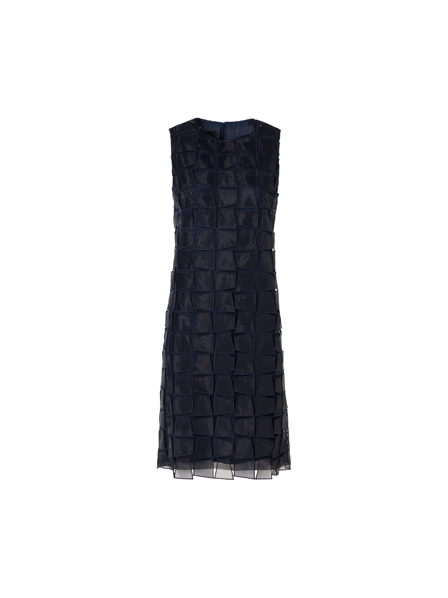 Sleeveless Trapezoid Organza Sheath Dress