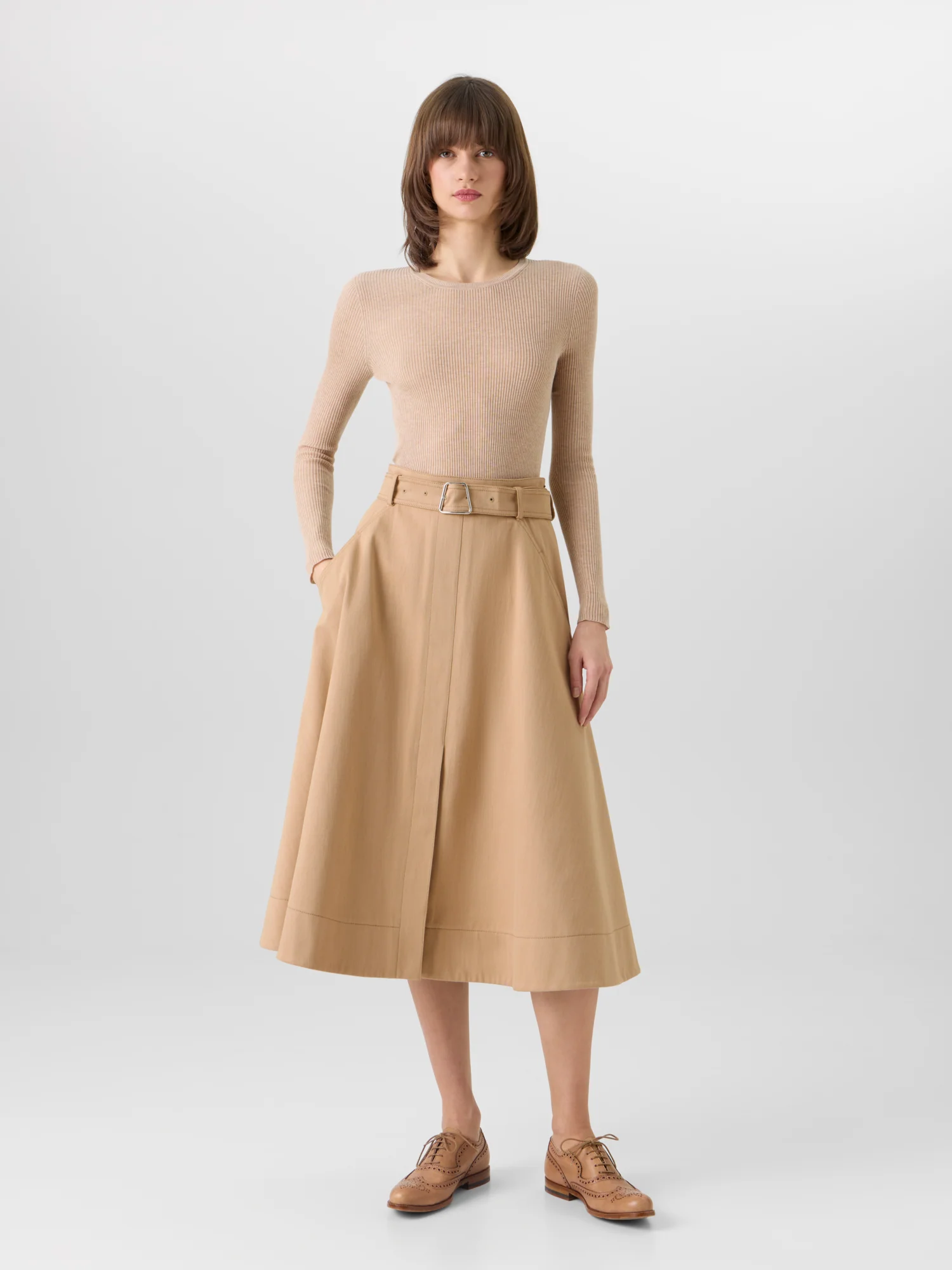 Stretch-Cotton Denim Midi Skirt - Image 2