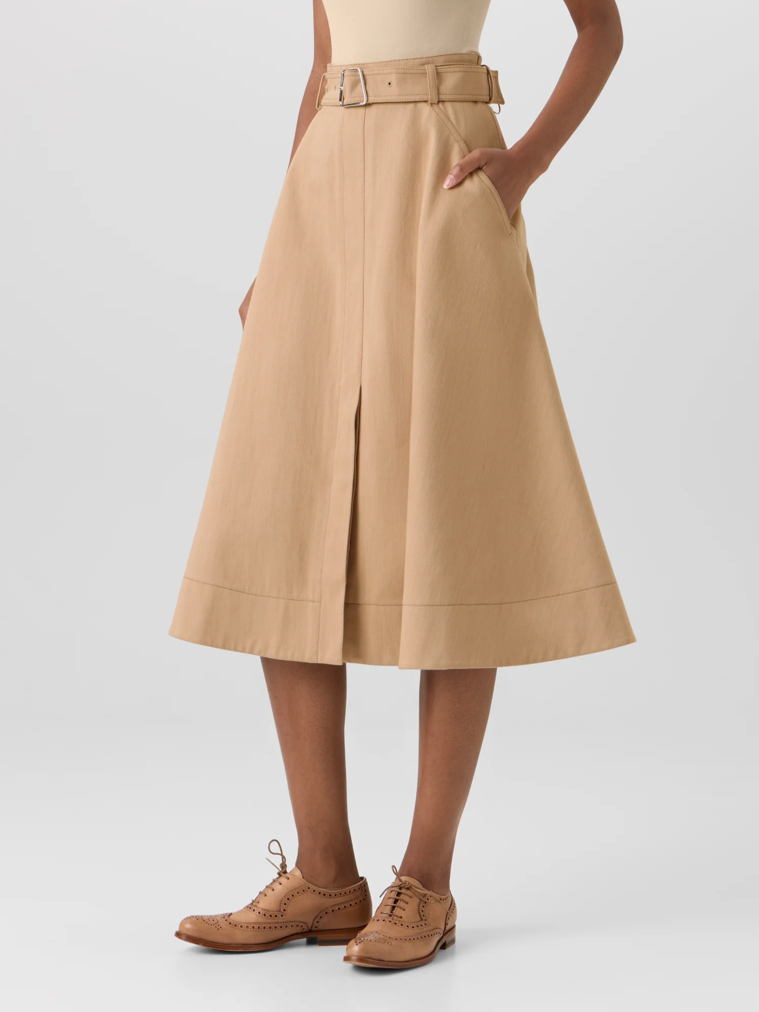 Stretch-Cotton Denim Midi Skirt - Image 4