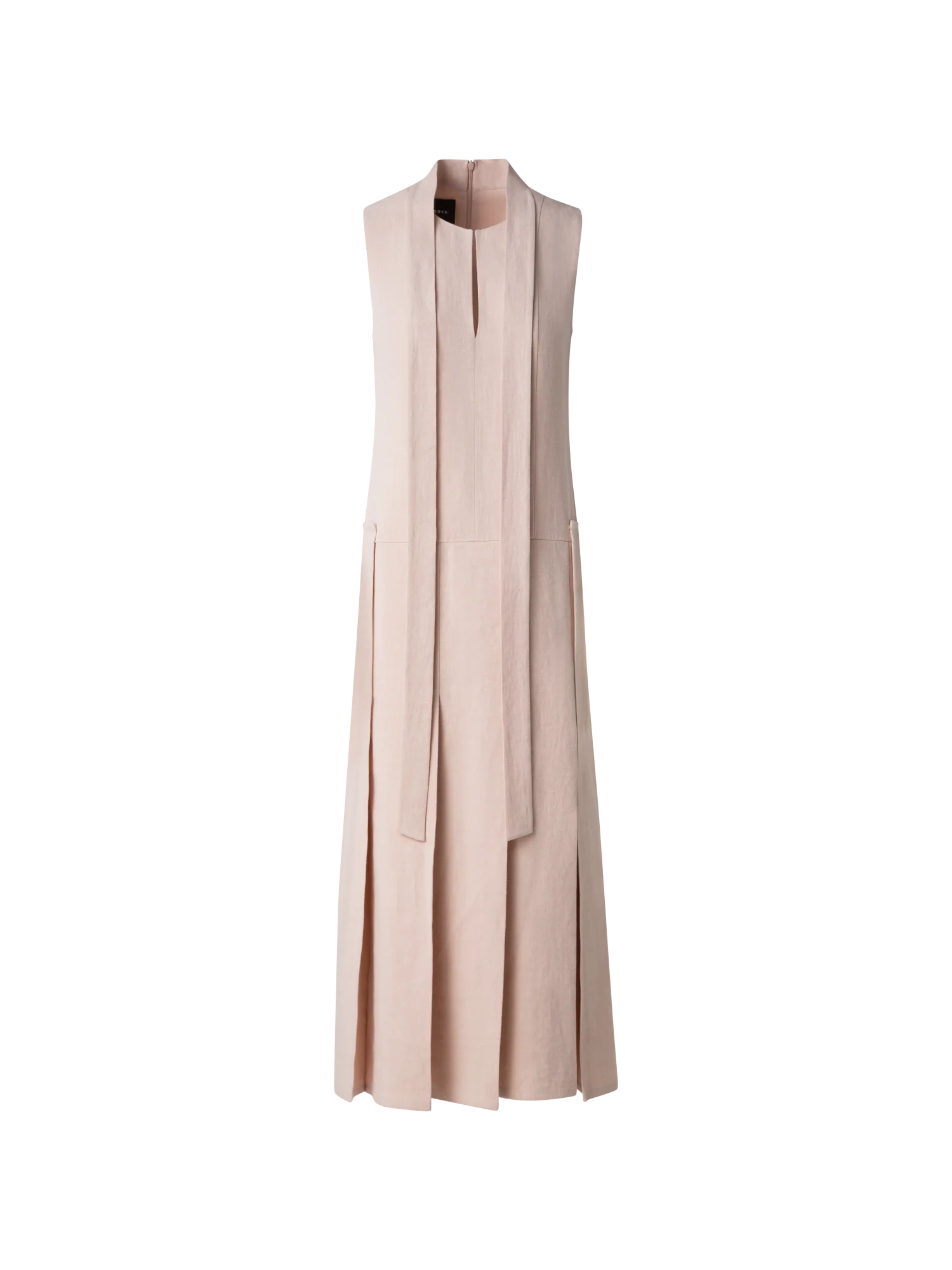 Pleated Midi Dress in a Linen Wool Blend