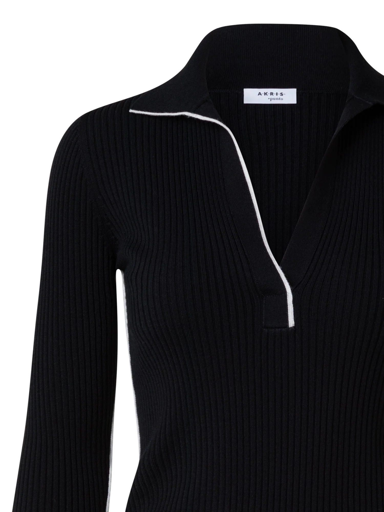 Ribbed Merino Wool Polo Neck Sweater - Image 2