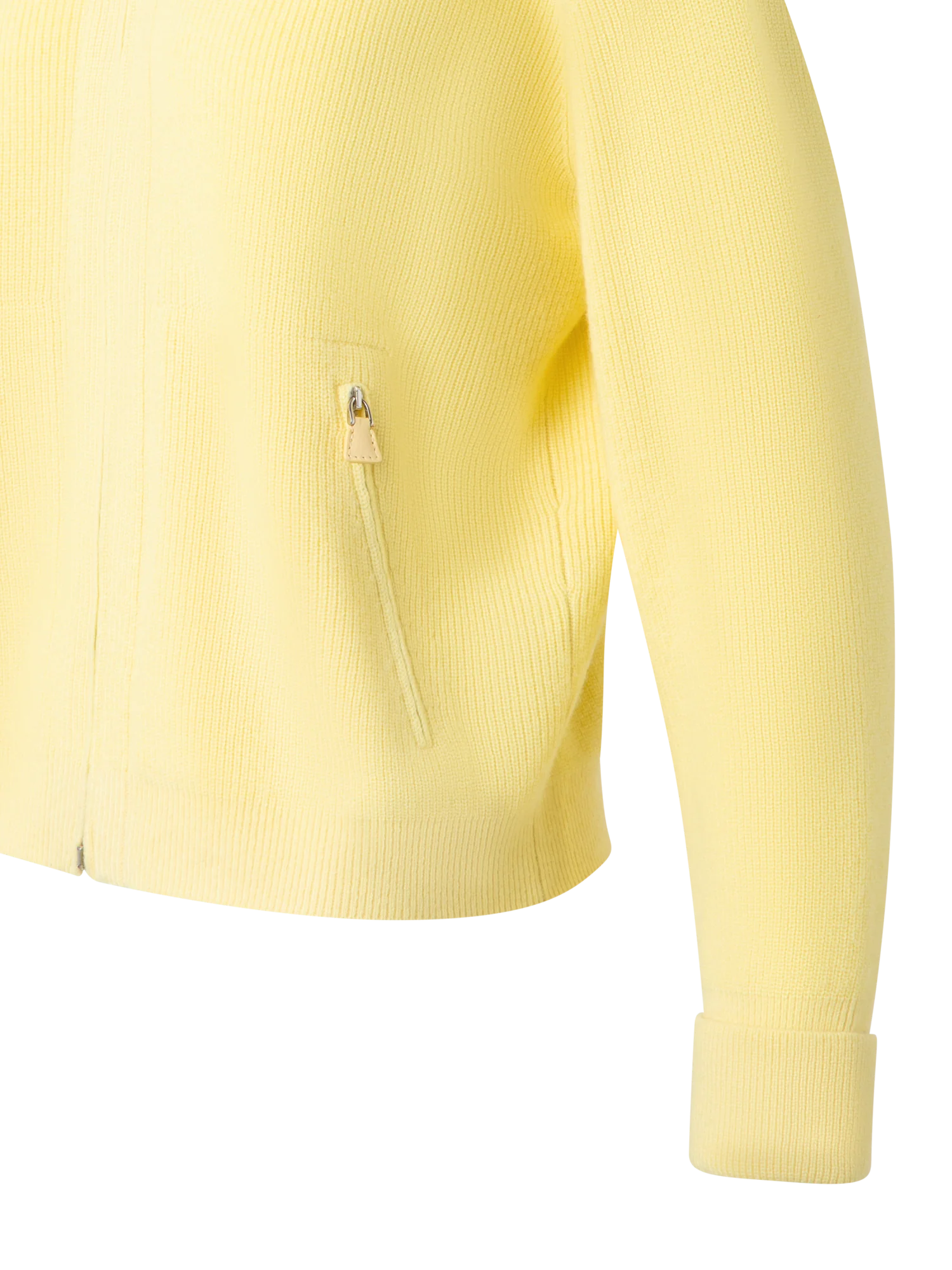 Ribbed Zip Cardigan in Cashmere Knit - Image 2