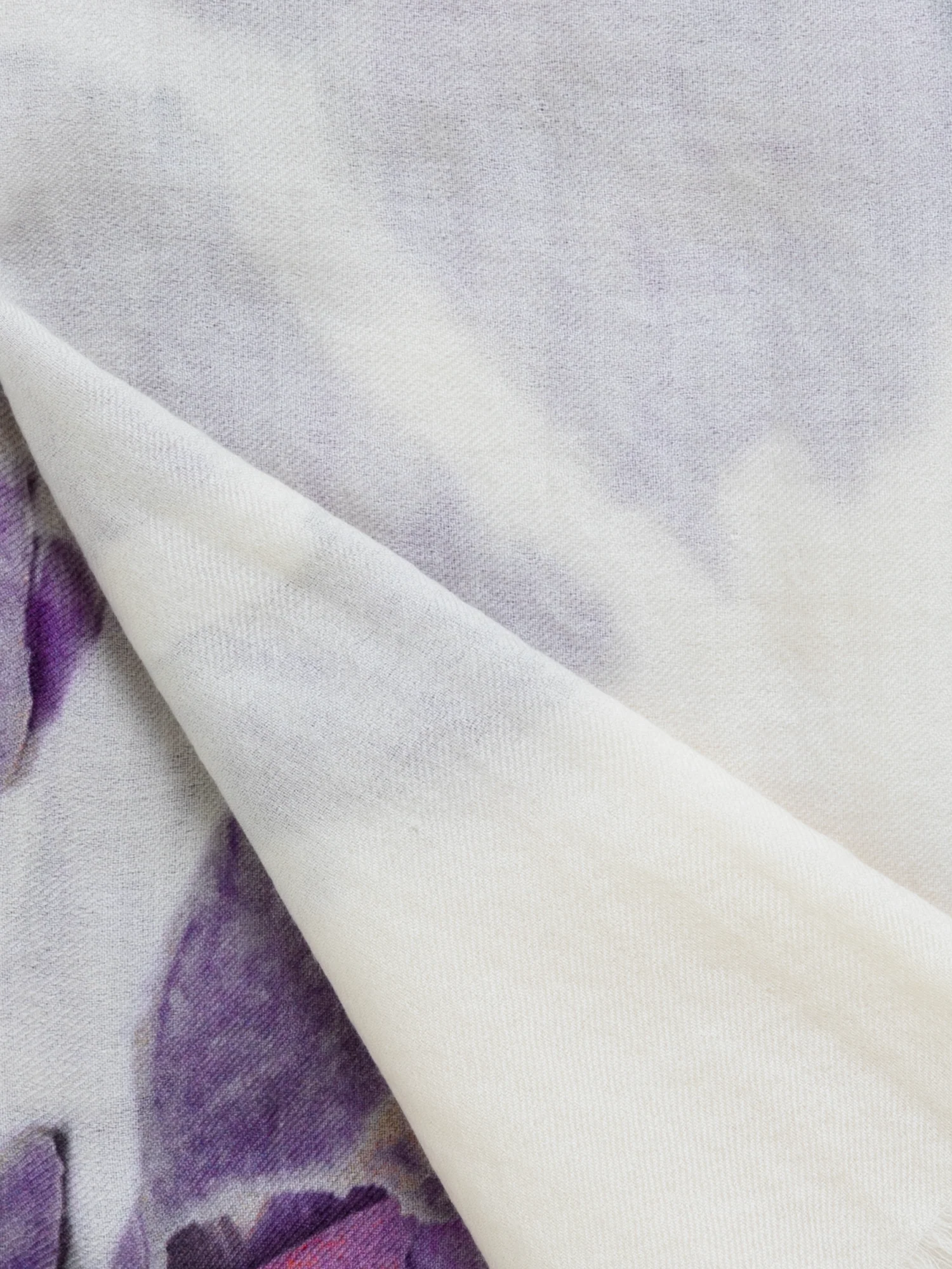Scarf Cashmere Silk Scattered Orchid Print - Image 2