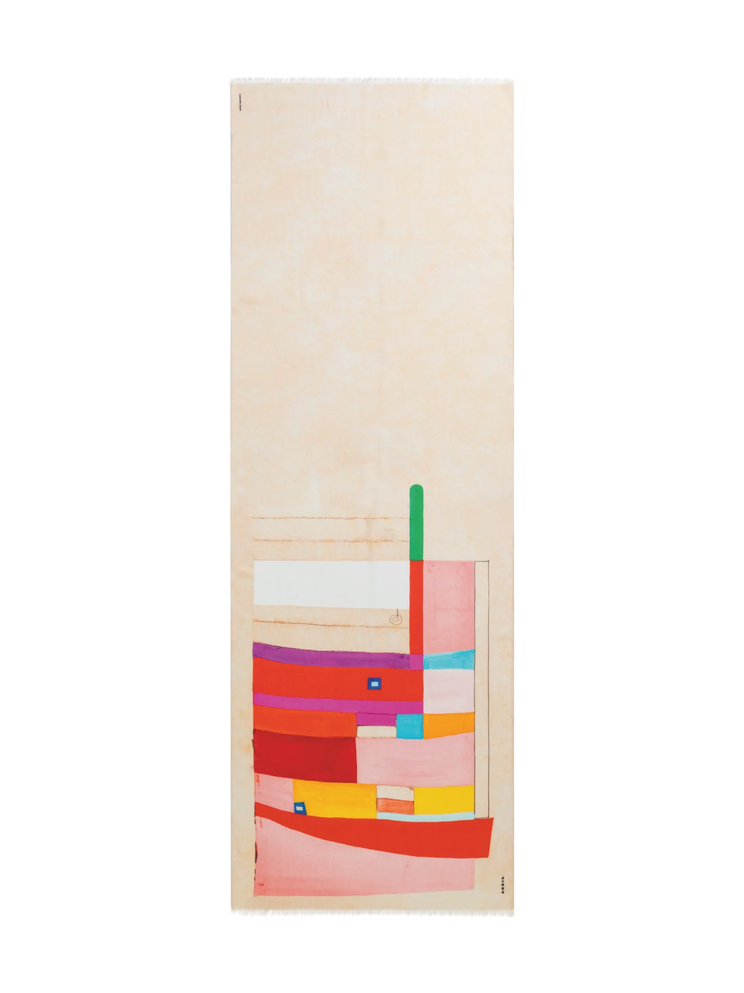 Scarf in Cashmere and Silk with Mural Print